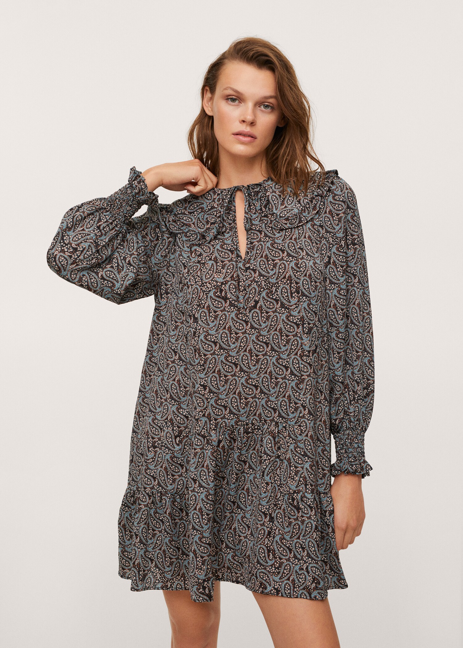 Vestido estampado babydoll - Plano medio