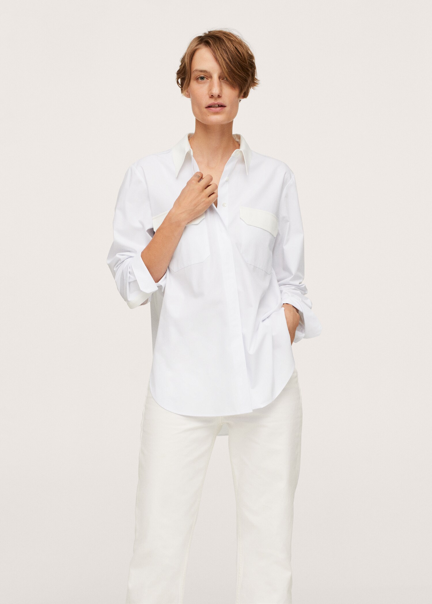 Camisa algodón bolsillos - Plano medio