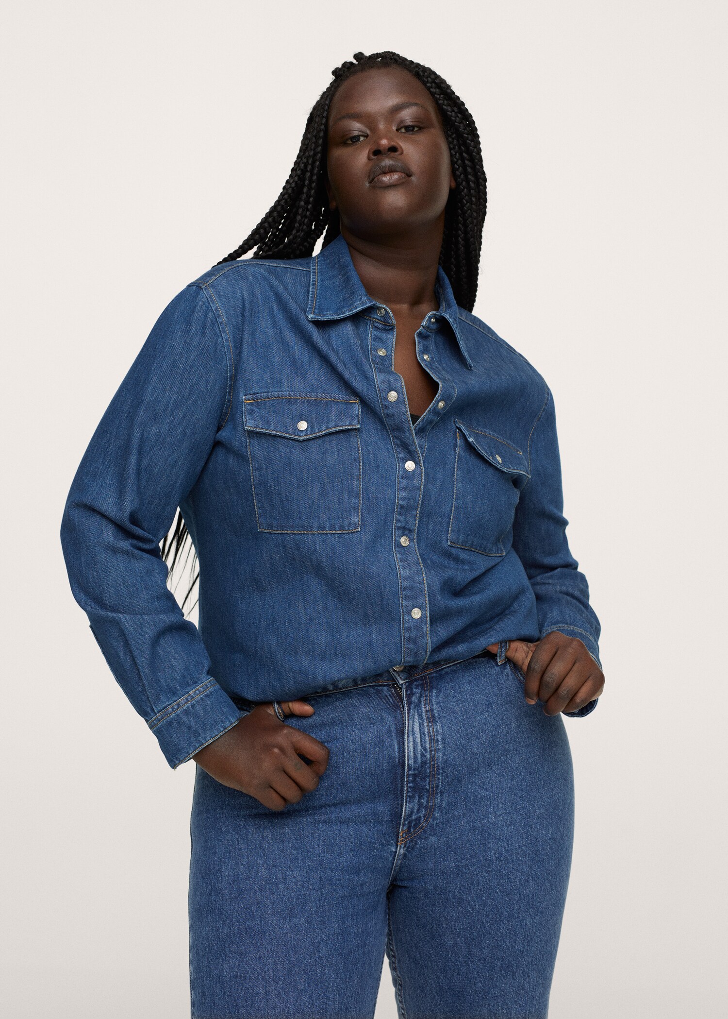 Chest-pocket denim shirt - Medium plane
