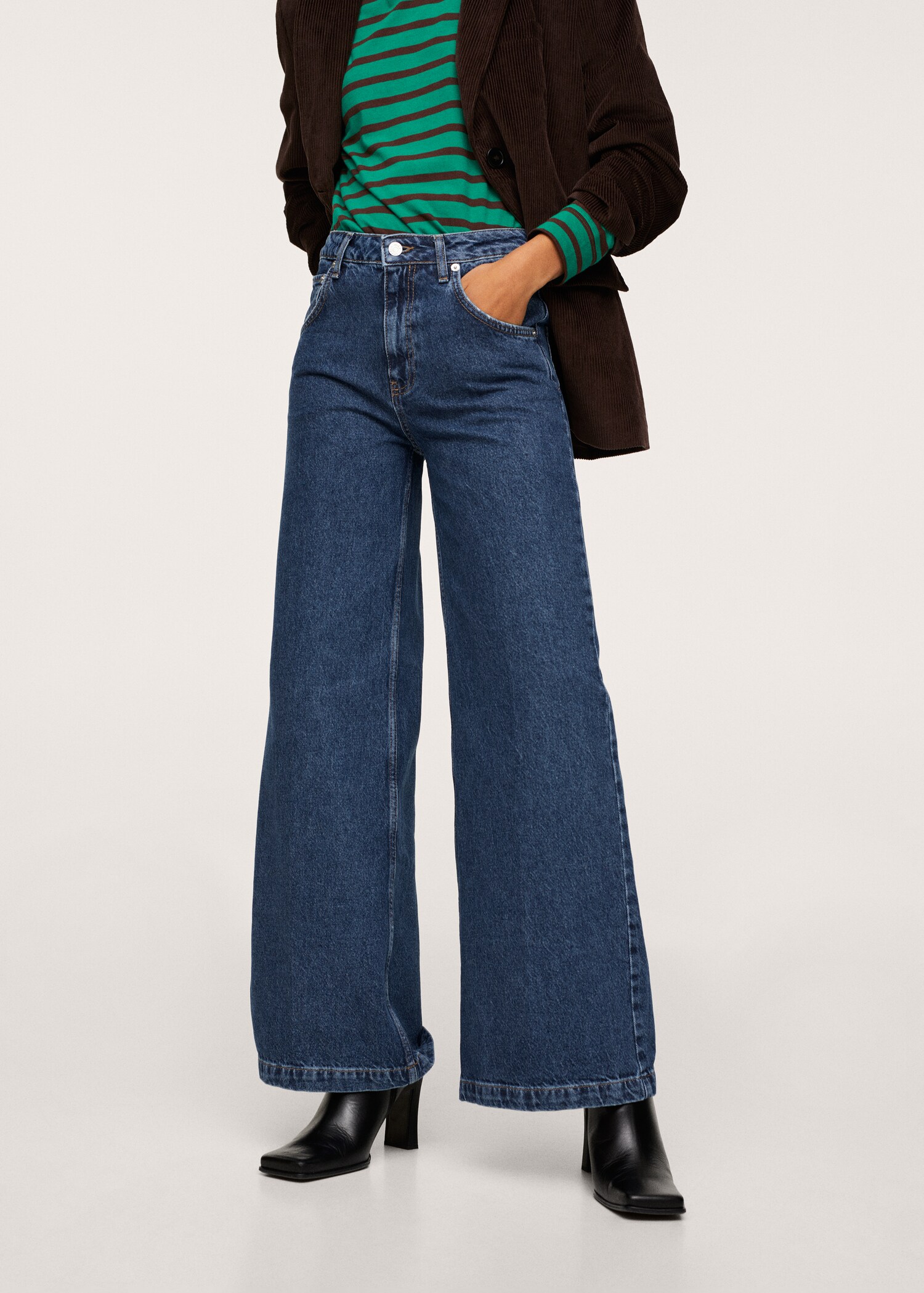 Jeans wideleg tiro alto - Plano medio