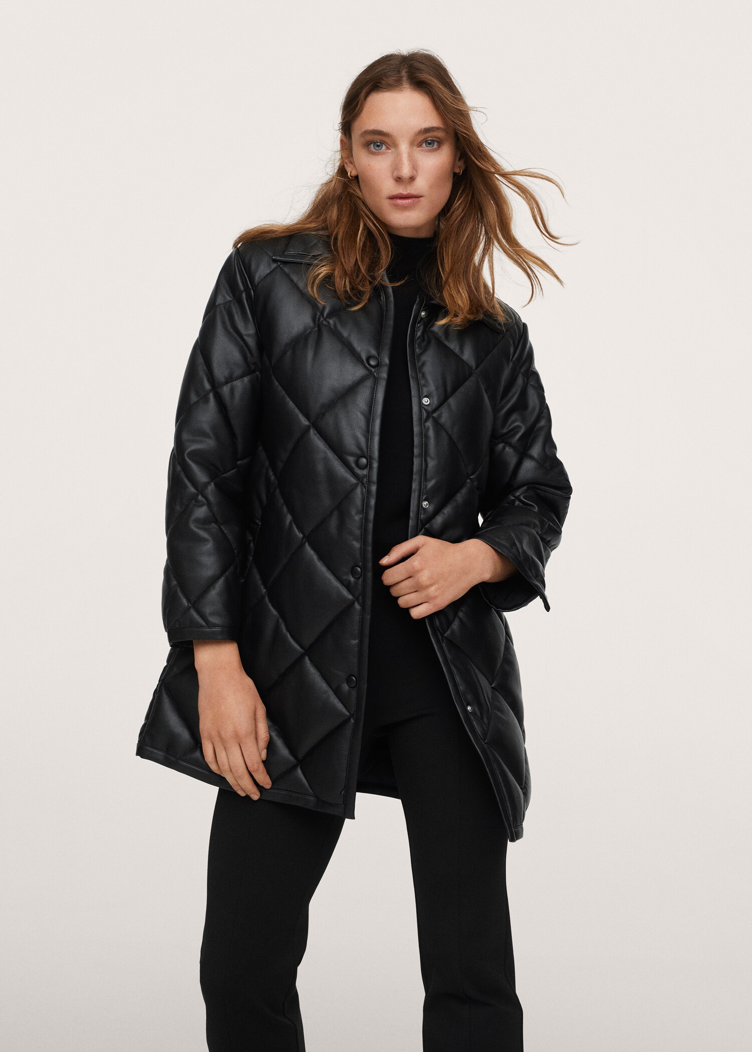 Quilted buttoned coat - Woman | MANGO OUTLET USA