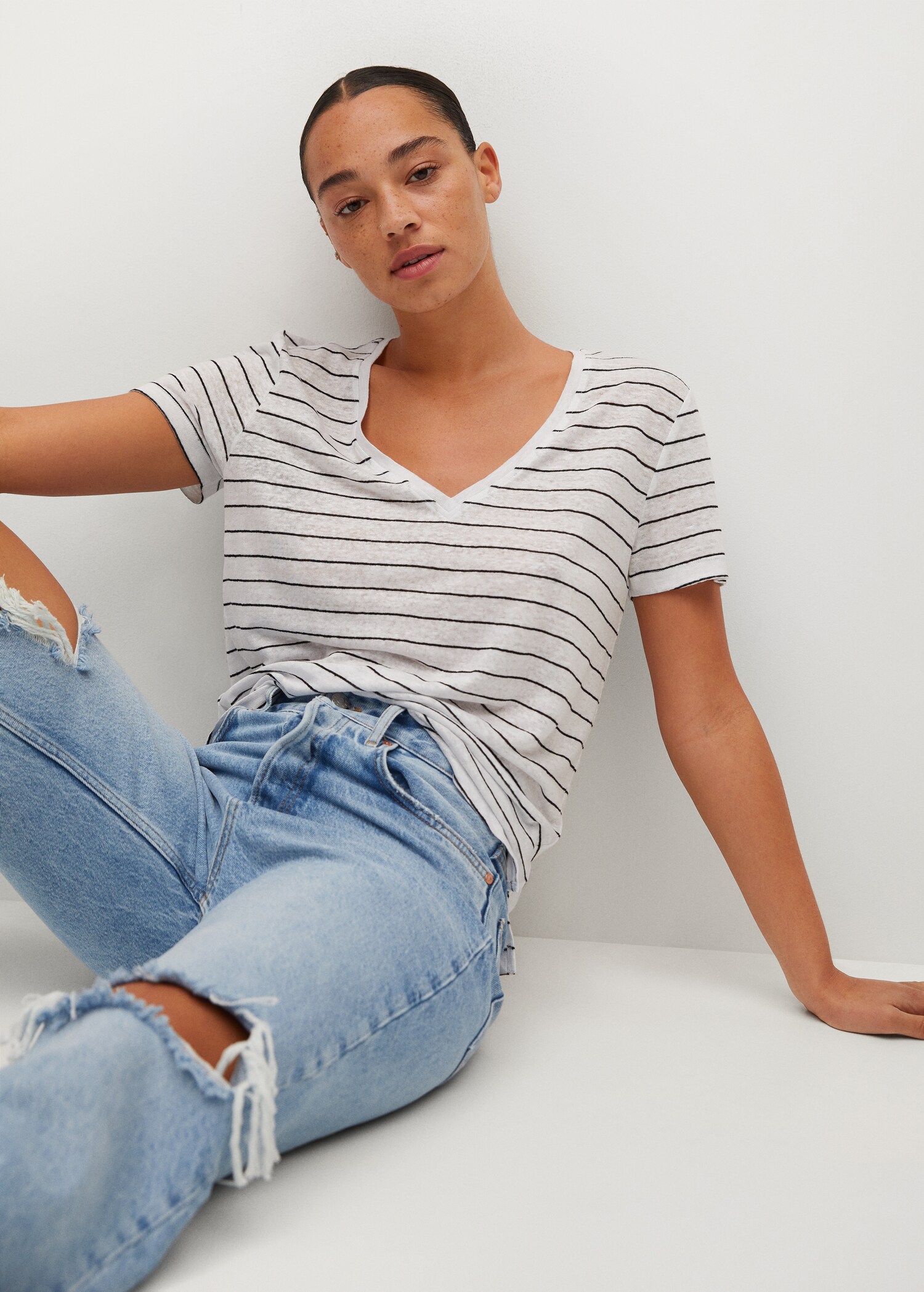 100% linen t-shirt - Details of the article 3