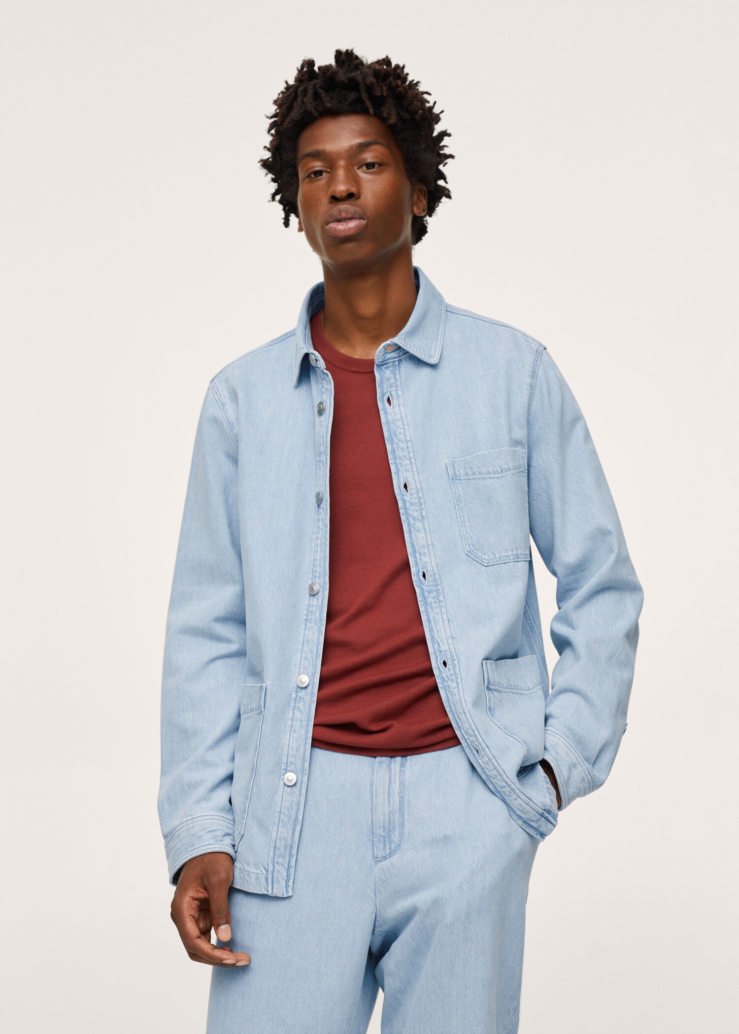 Pocket denim overshirt - Medium plane
