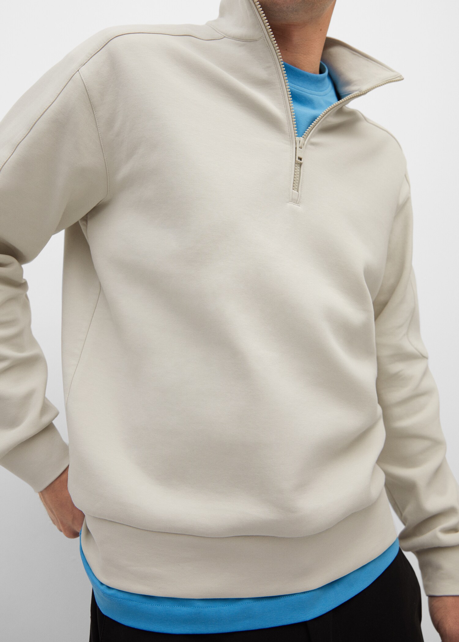 Sudadera algodón cuello cremallera - Detalle del artículo 1