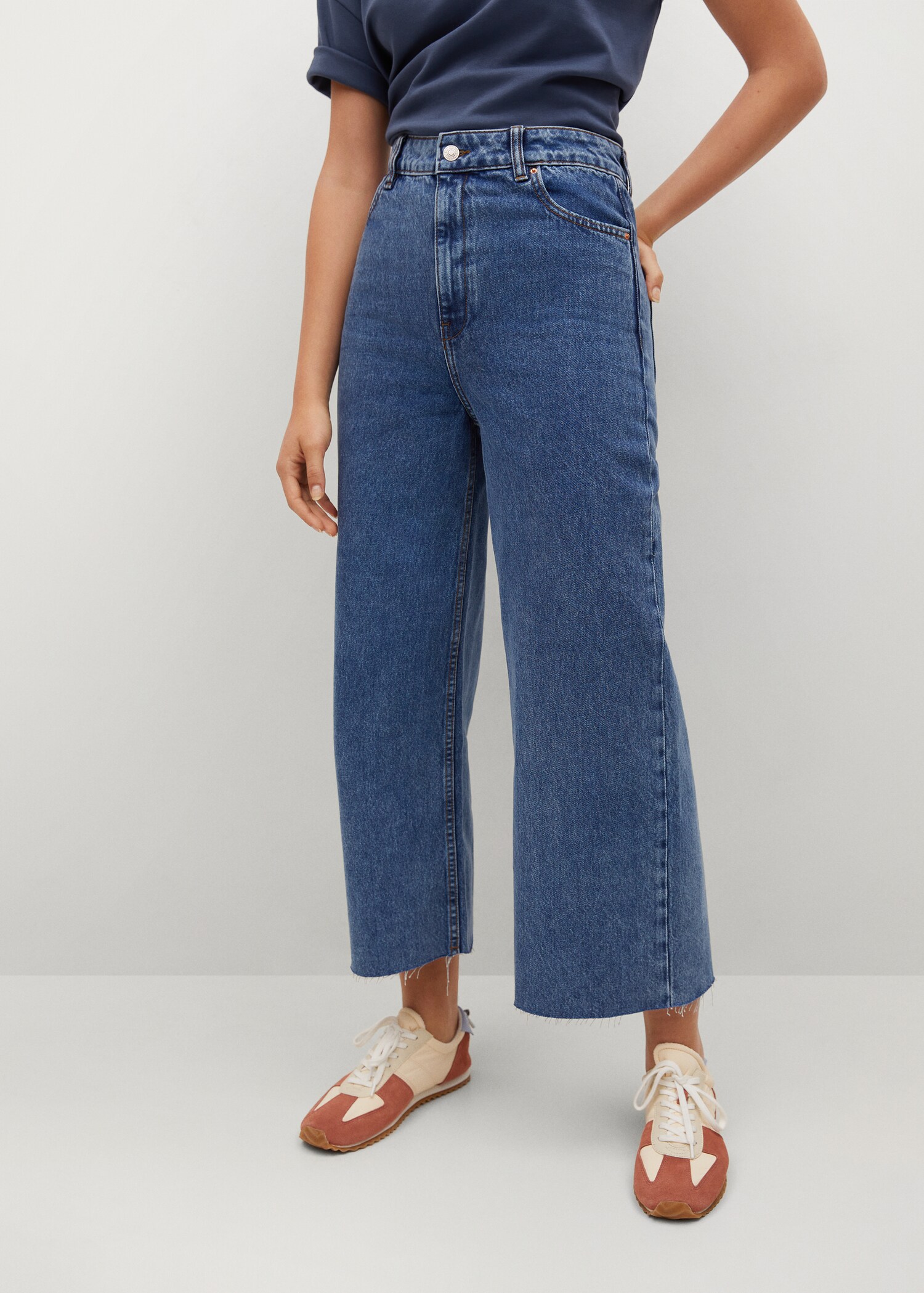 Jupe-culotte jean taille haute - Plan moyen