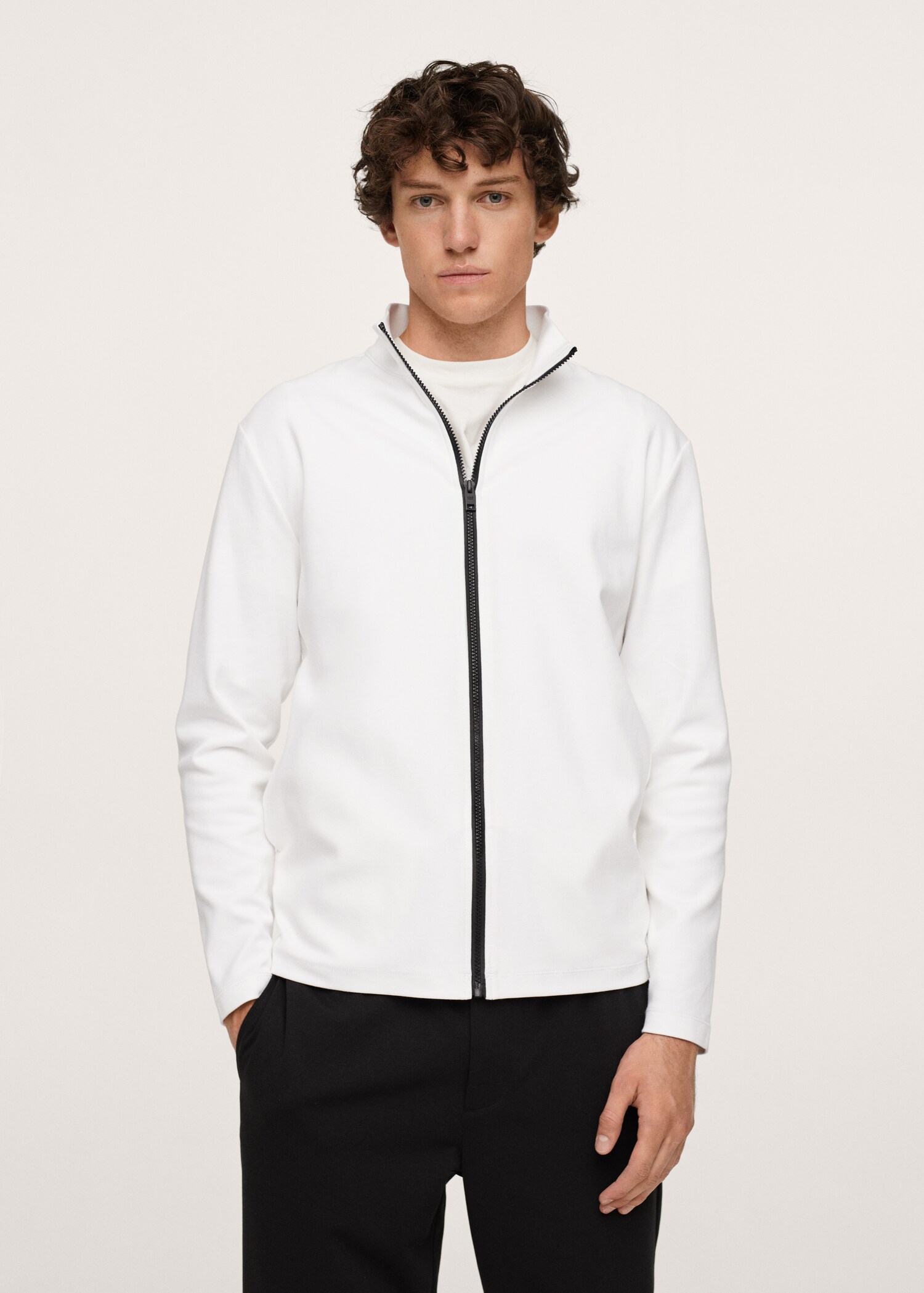 Sudadera algodón cremallera contraste - Plano medio