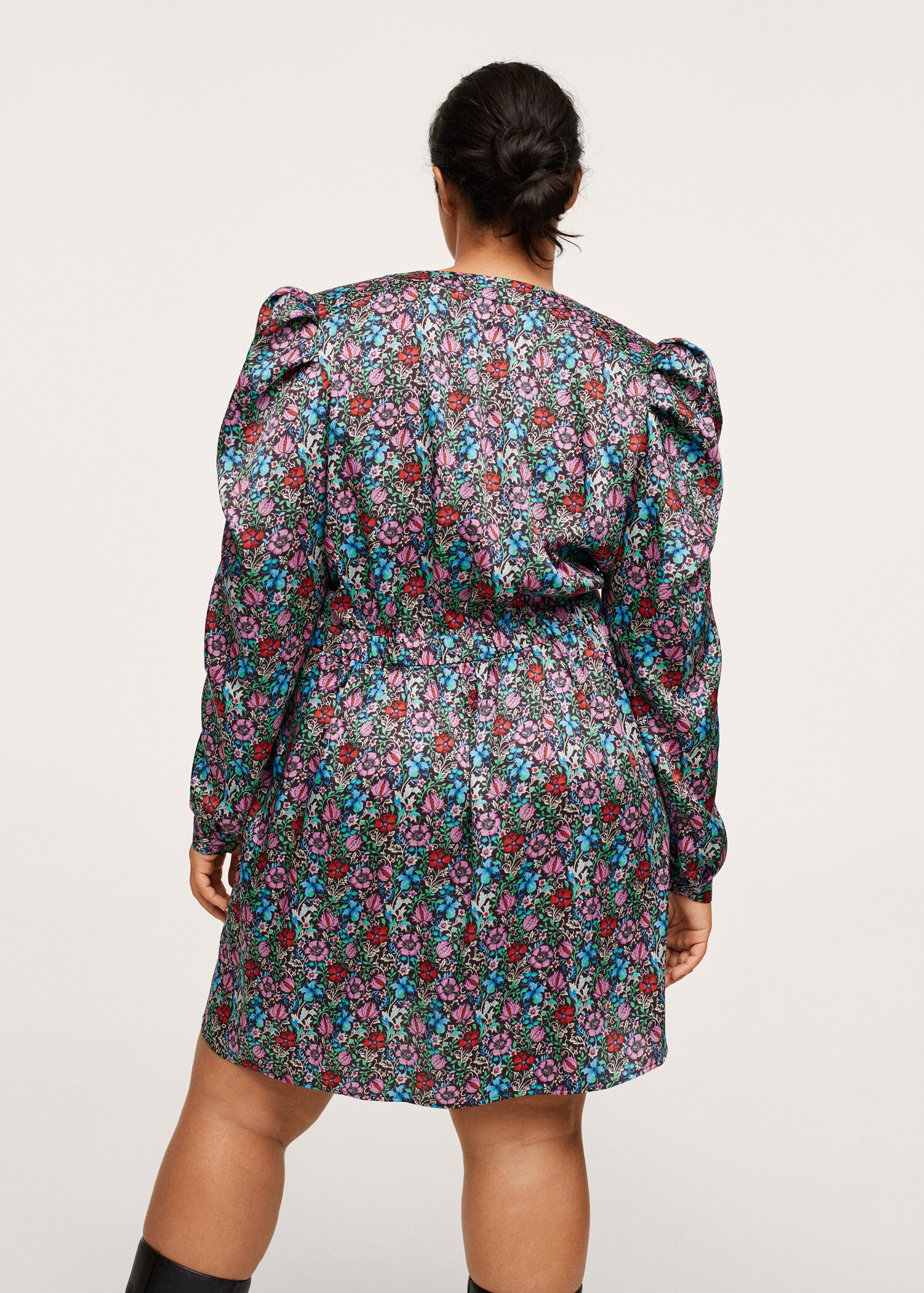 Vestido manga abullonada floral - Reverso del artículo