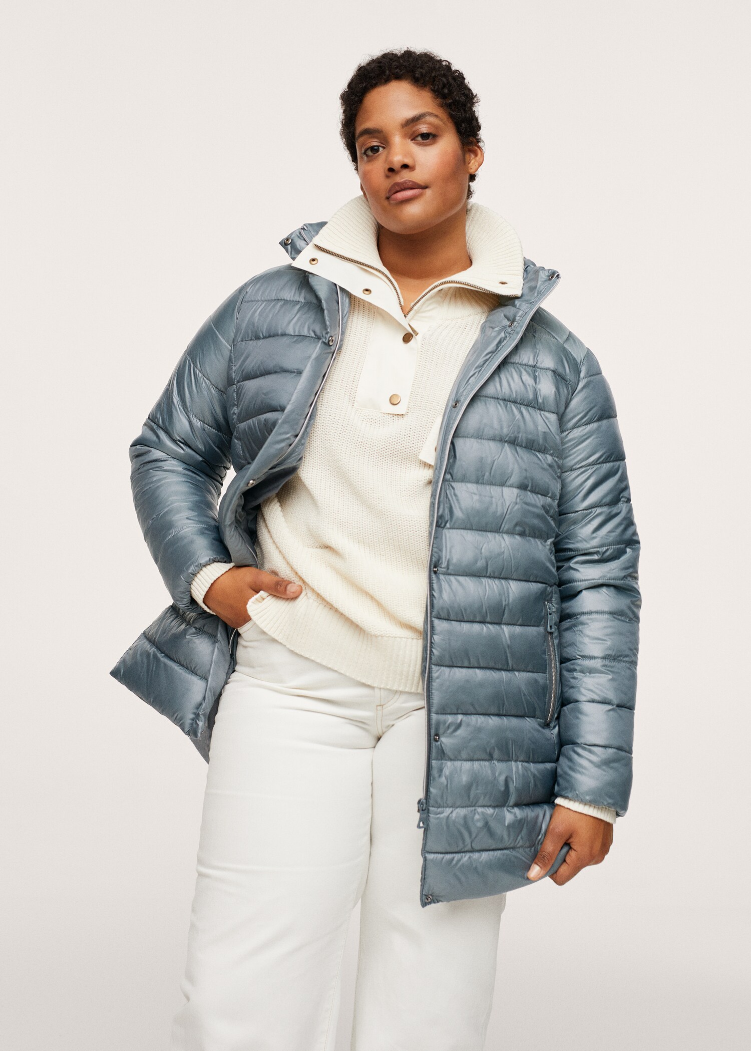 Anorak acolchado plegable - Plano medio
