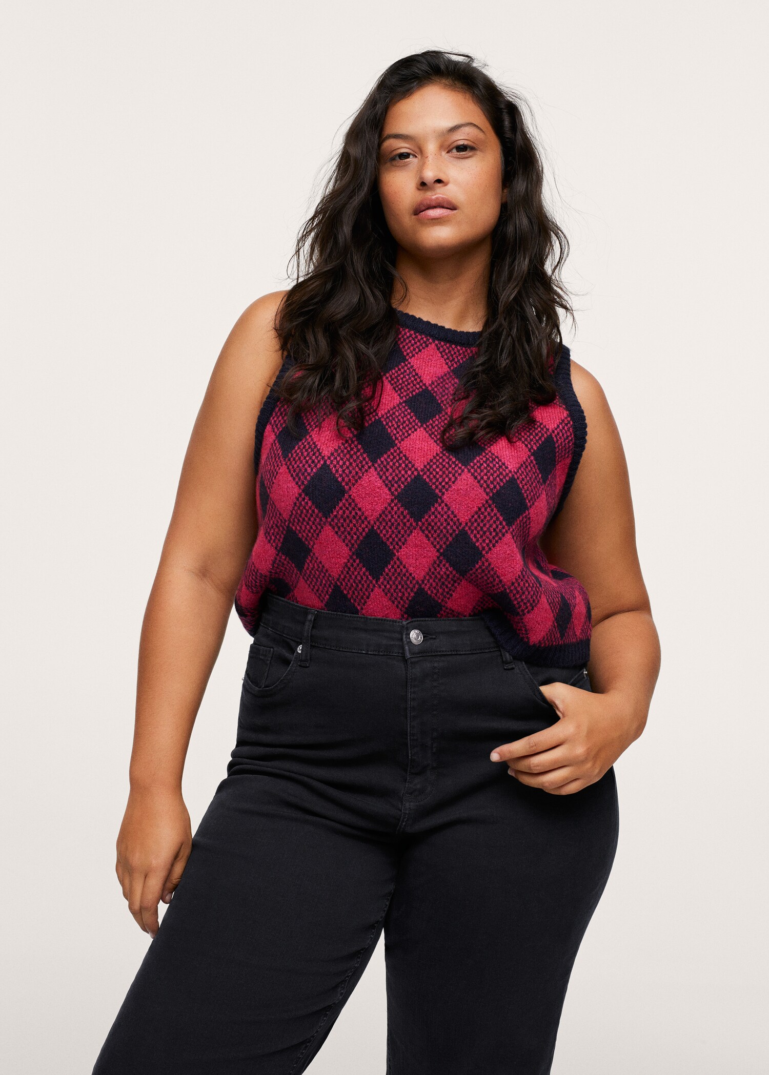 Jeans culotte tiro medio - Plano medio