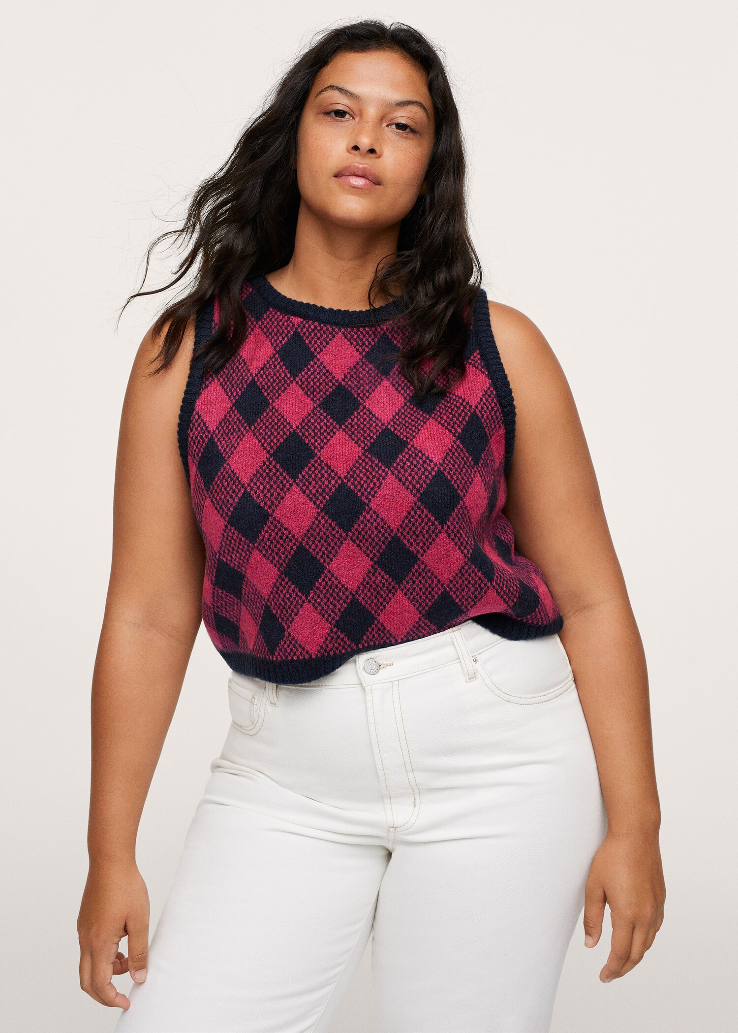 Knitted gilet with print - Medium plane
