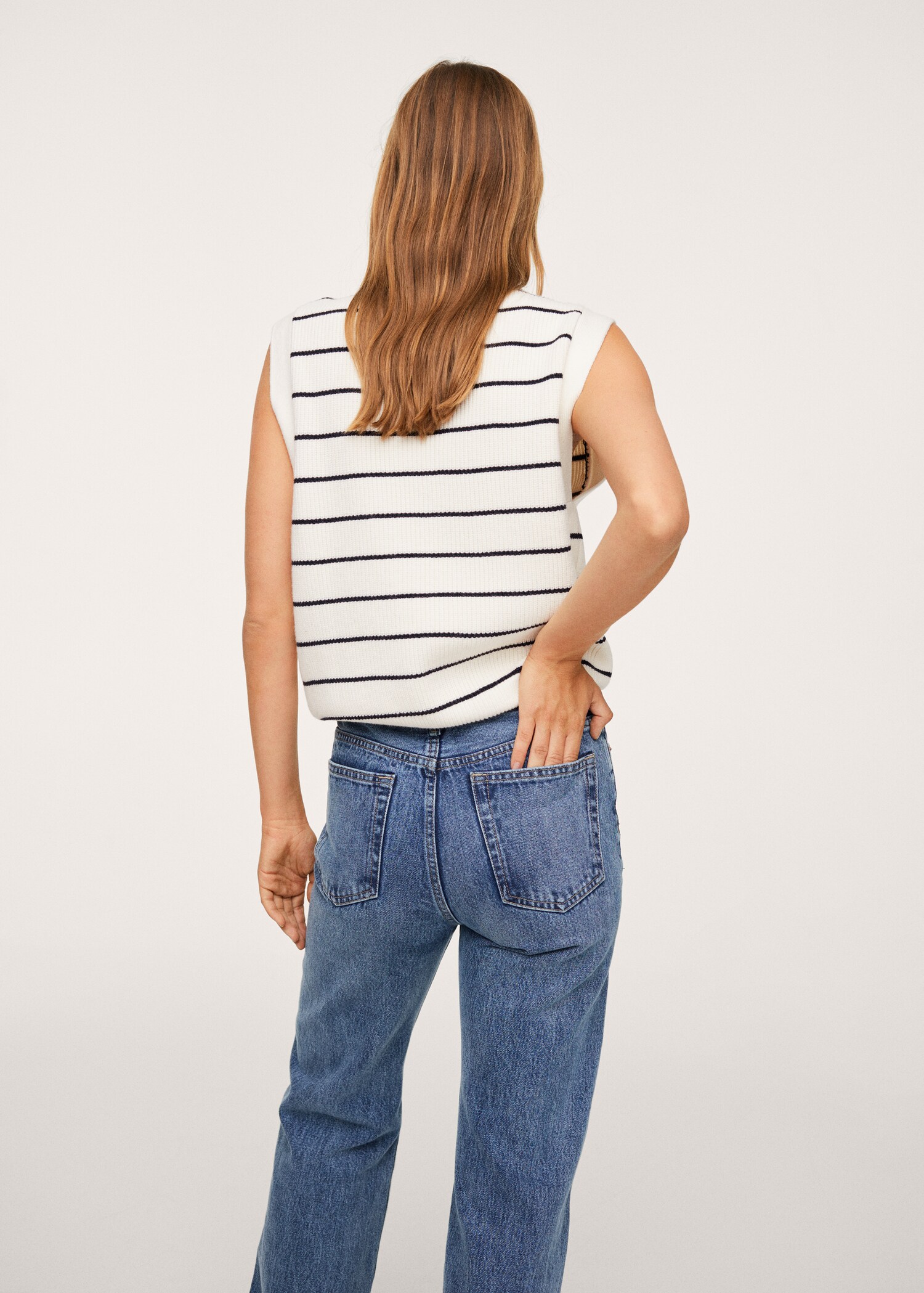 Striped knitted gilet - Reverse of the article