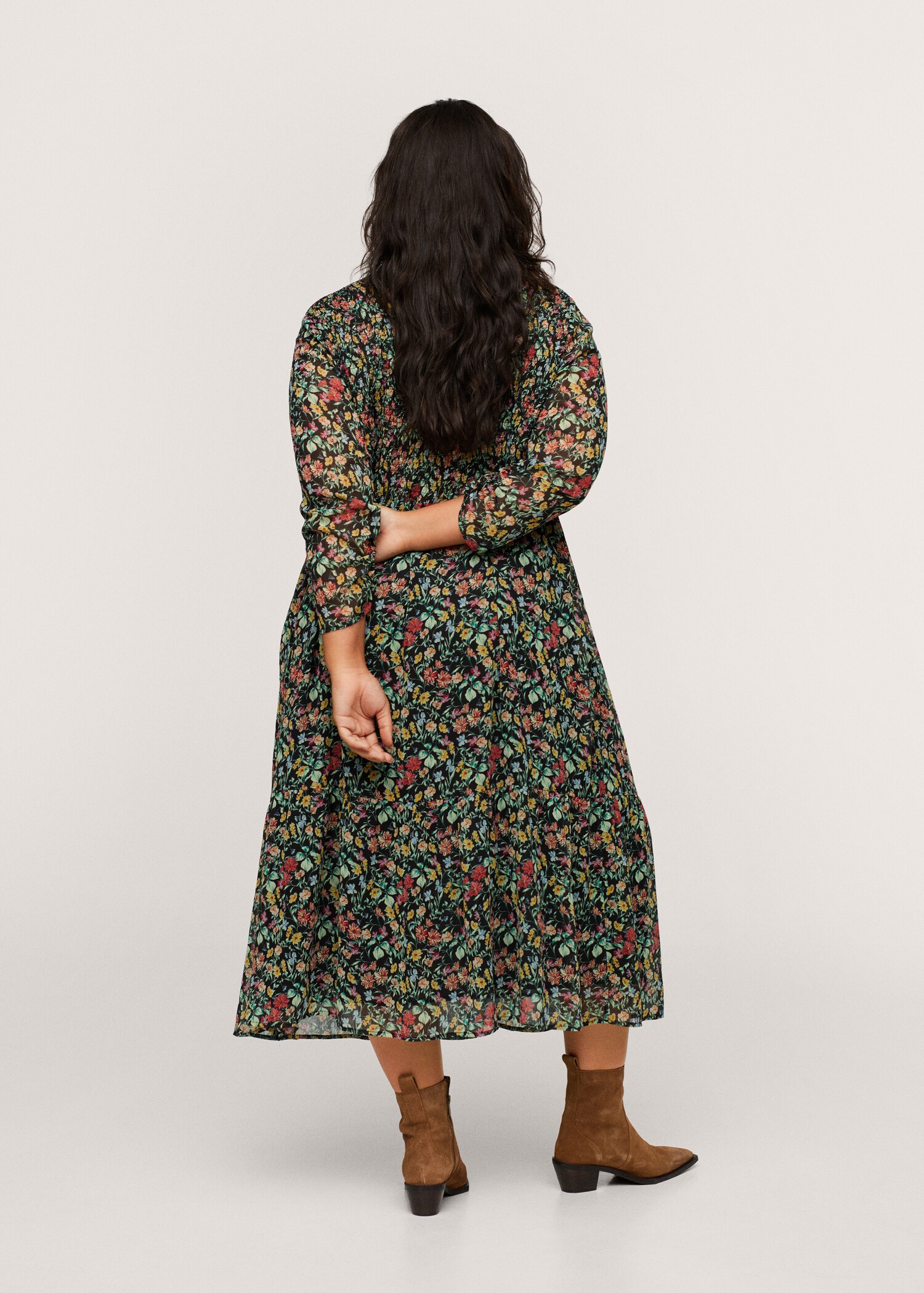 Vestido fruncido estampado - Reverso del artículo