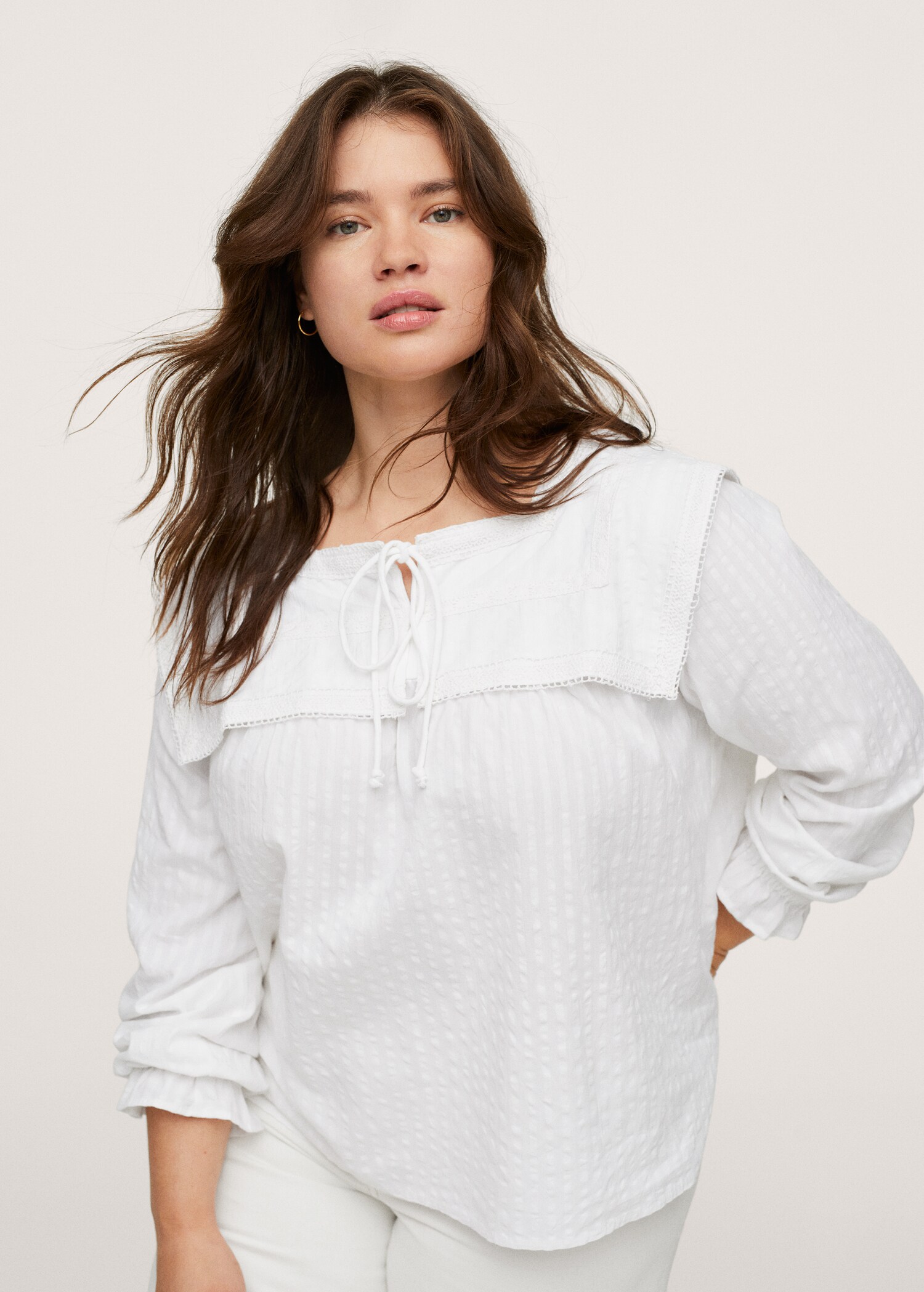 Textured cotton blouse - Medium plane