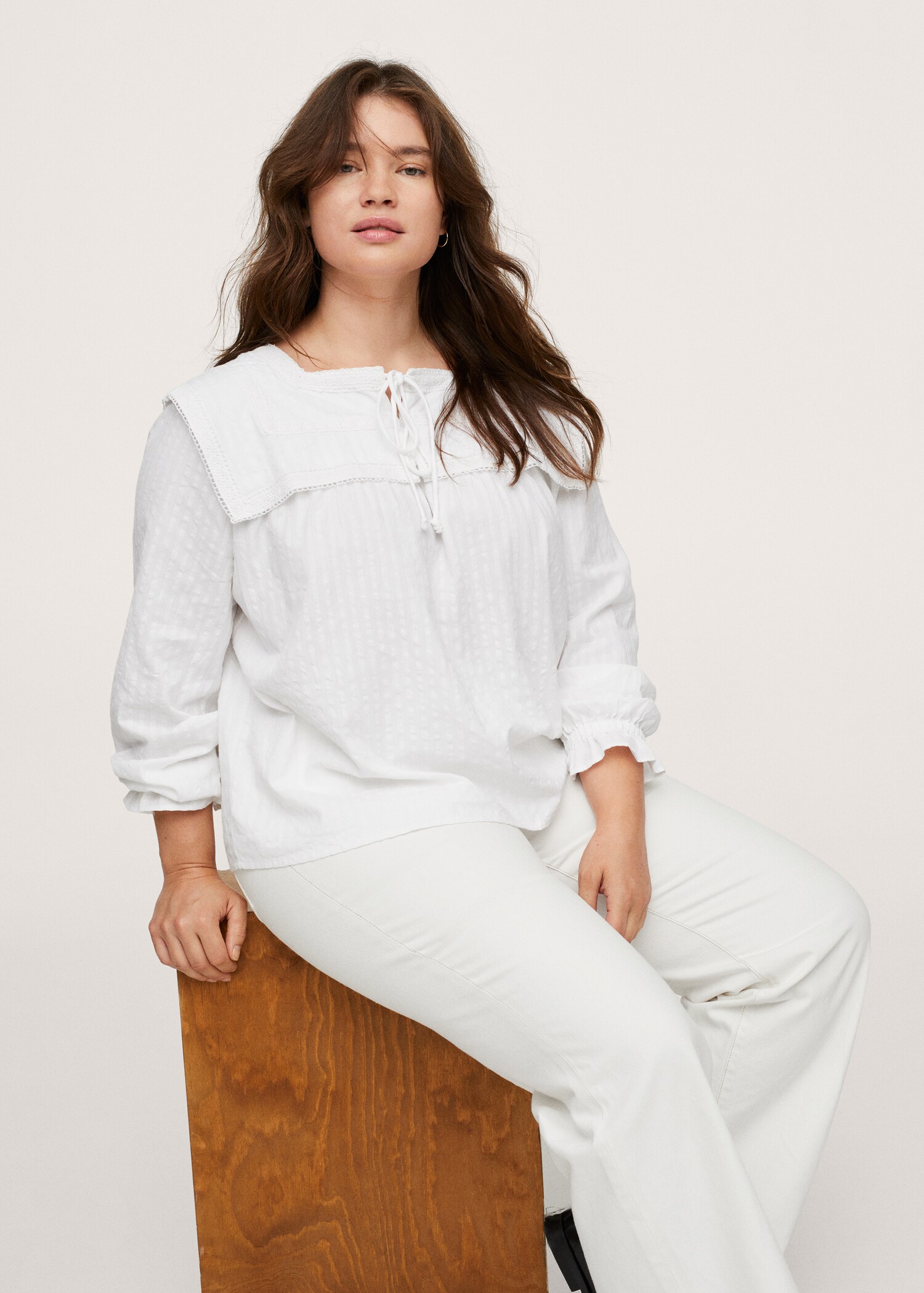 Textured cotton blouse - Details of the article 2
