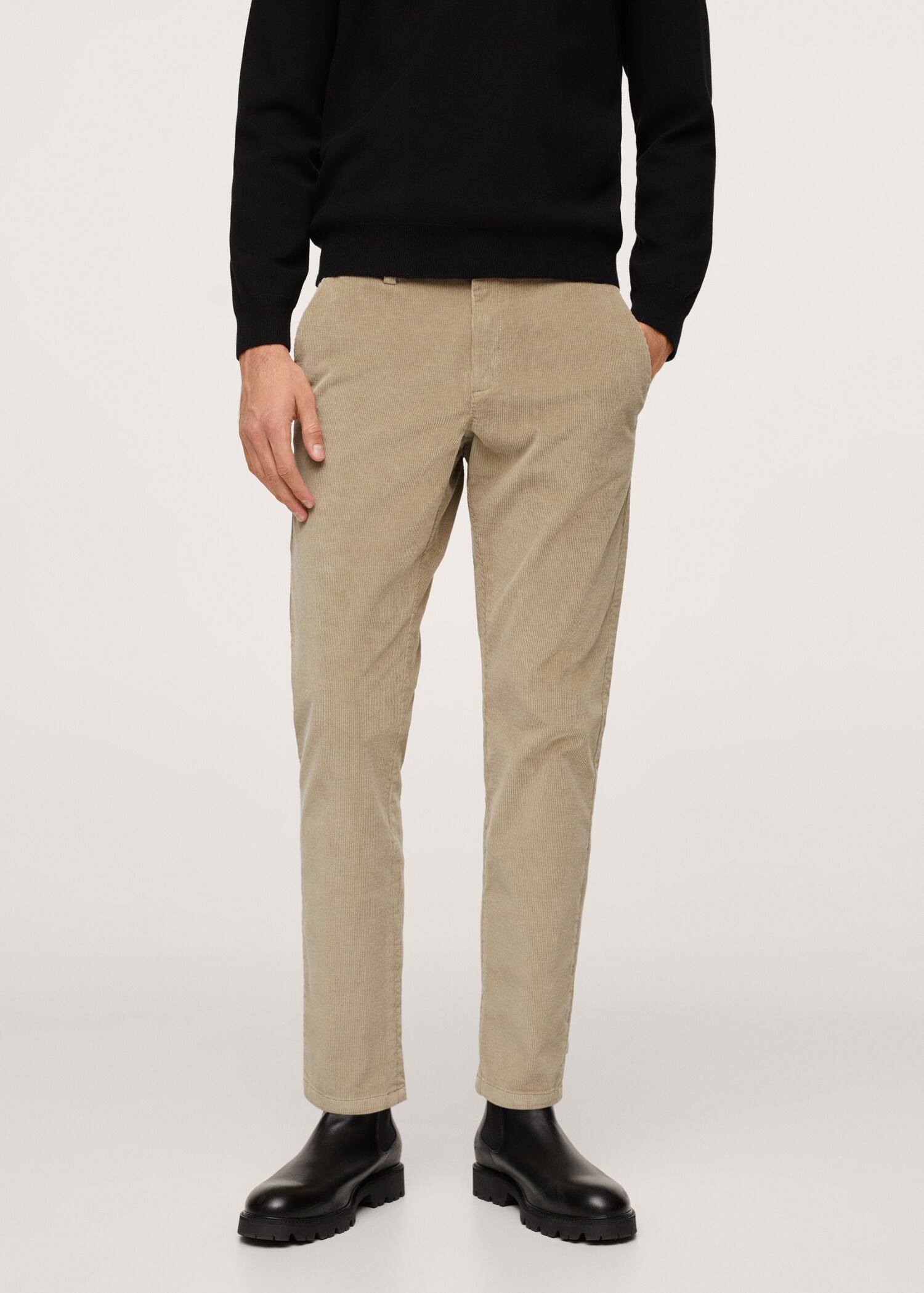 Tapered cropped corduroy trousers - Medium plane