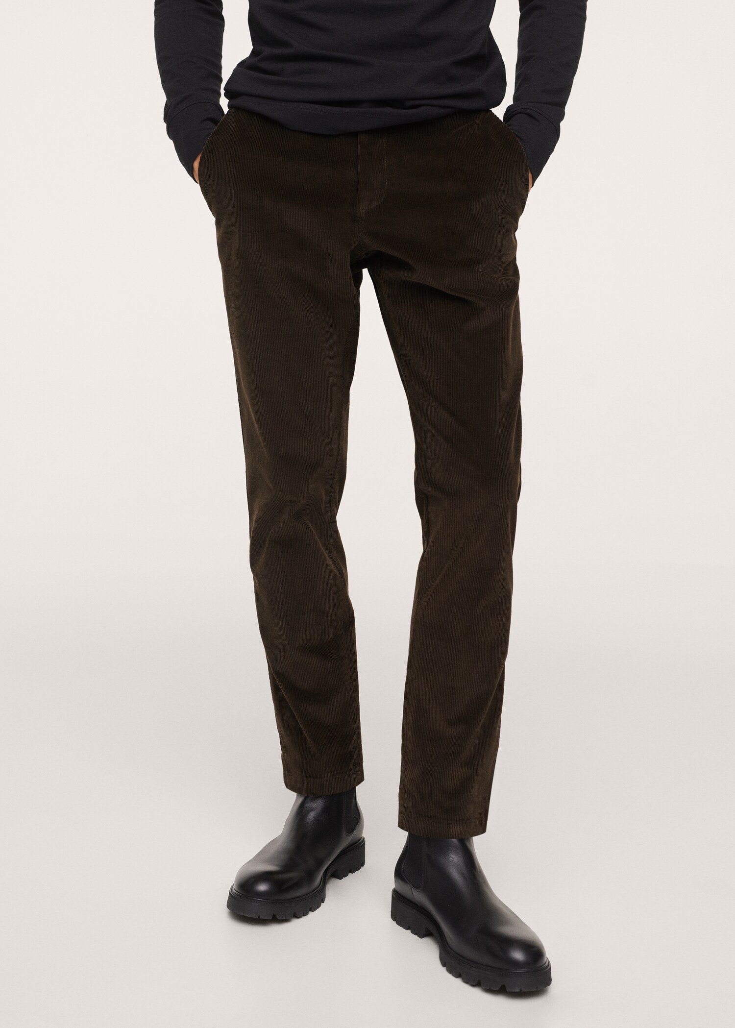 Tapered cropped corduroy trousers - Medium plane