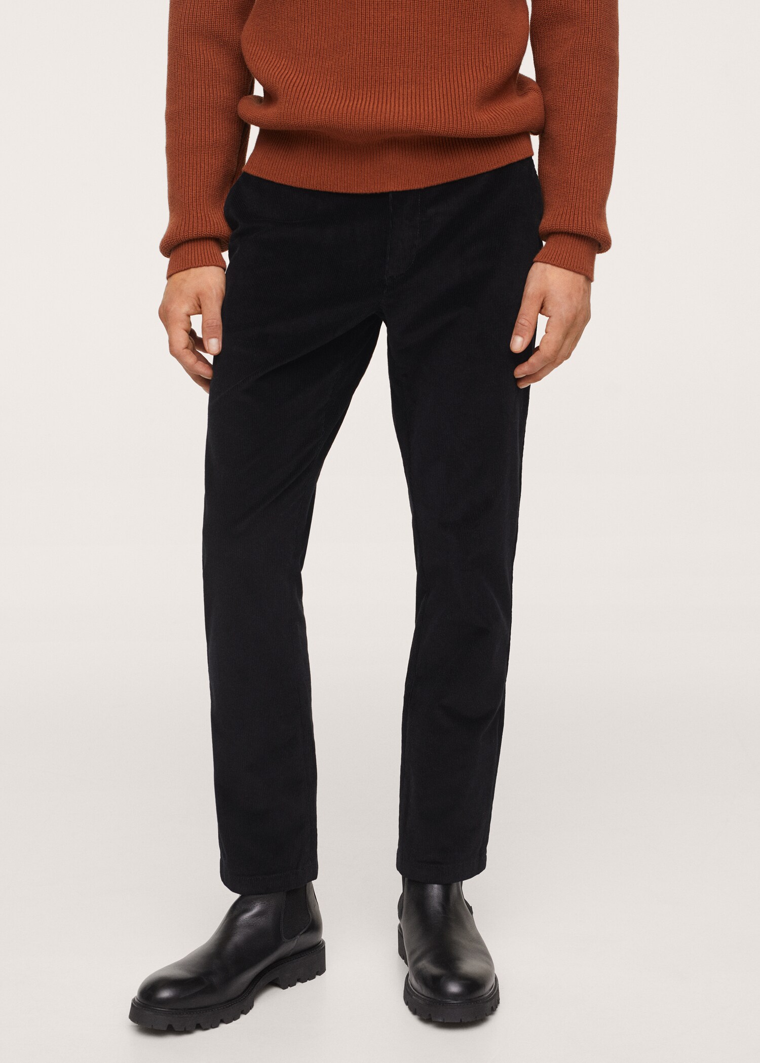 Tapered cropped corduroy trousers - Medium plane