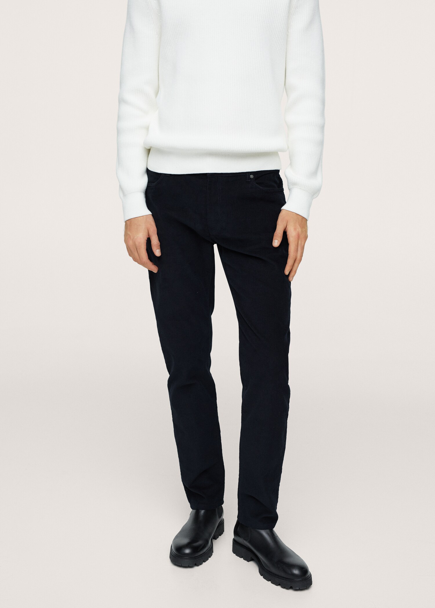 Manšestrové kalhoty slim fit - Náhled ve středové rovině