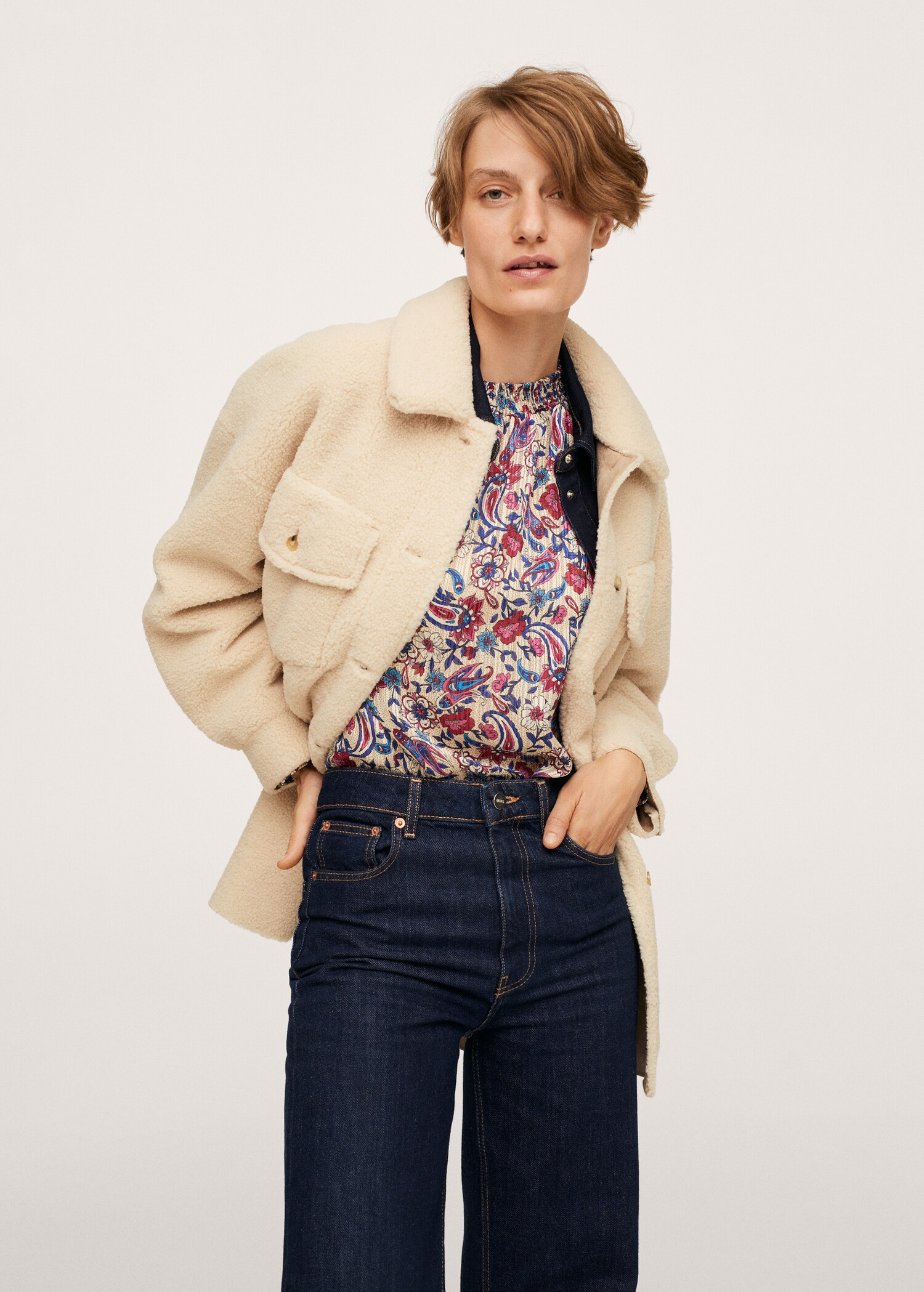 Faux fur pocket jacket - Medium plane