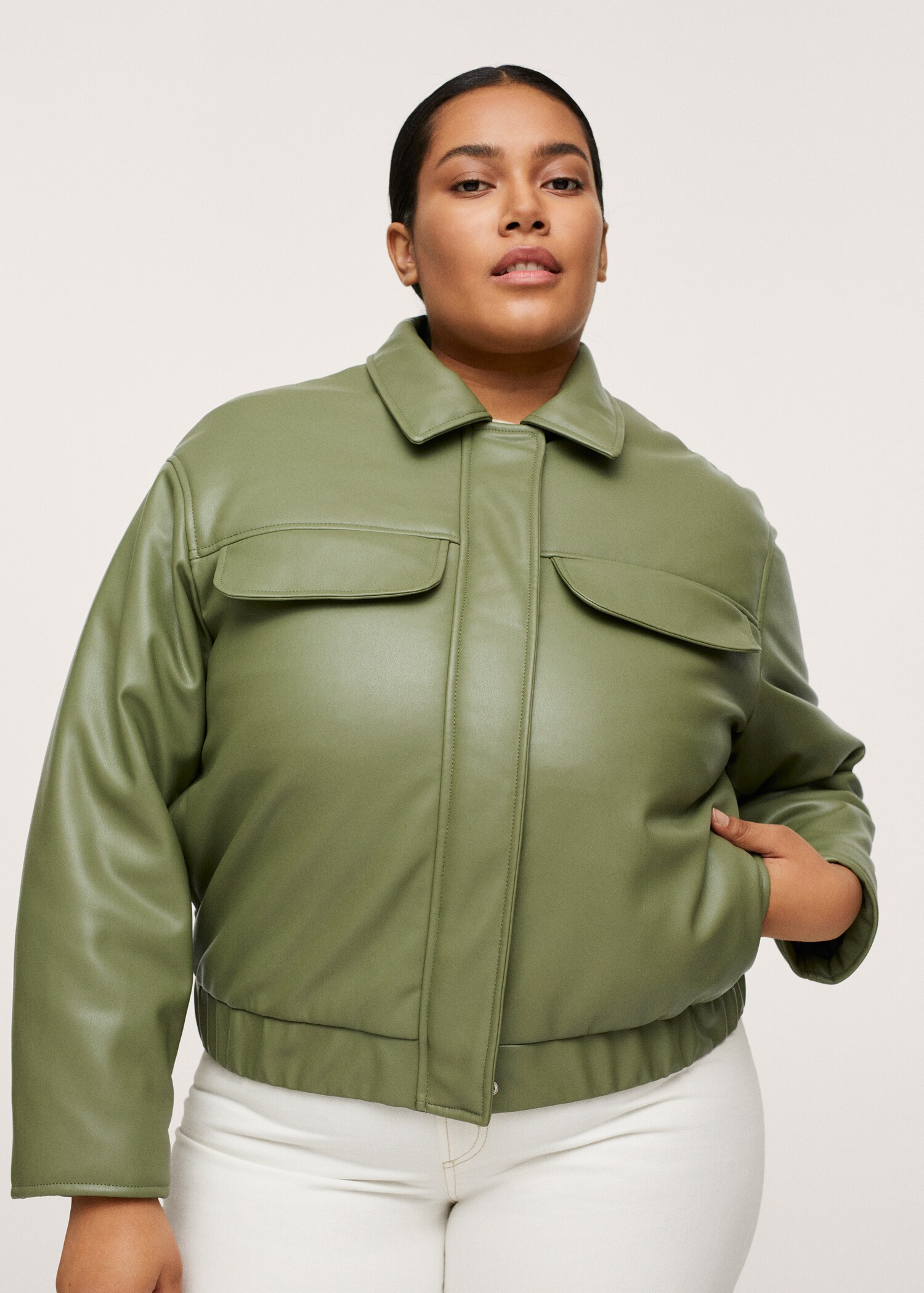 Leather-effect jacket with pockets - Details of the article 2