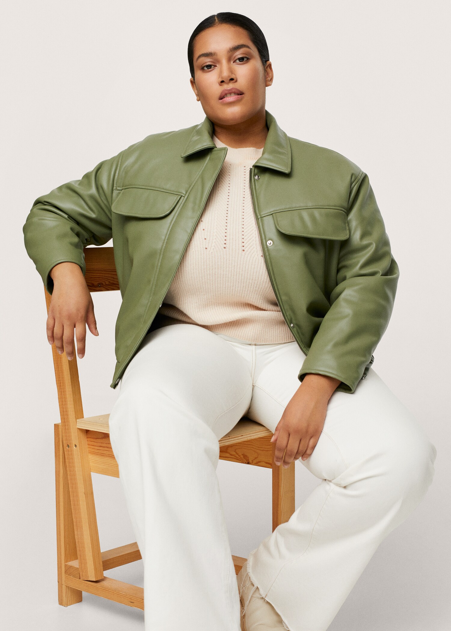 Leather-effect jacket with pockets - Details of the article 3