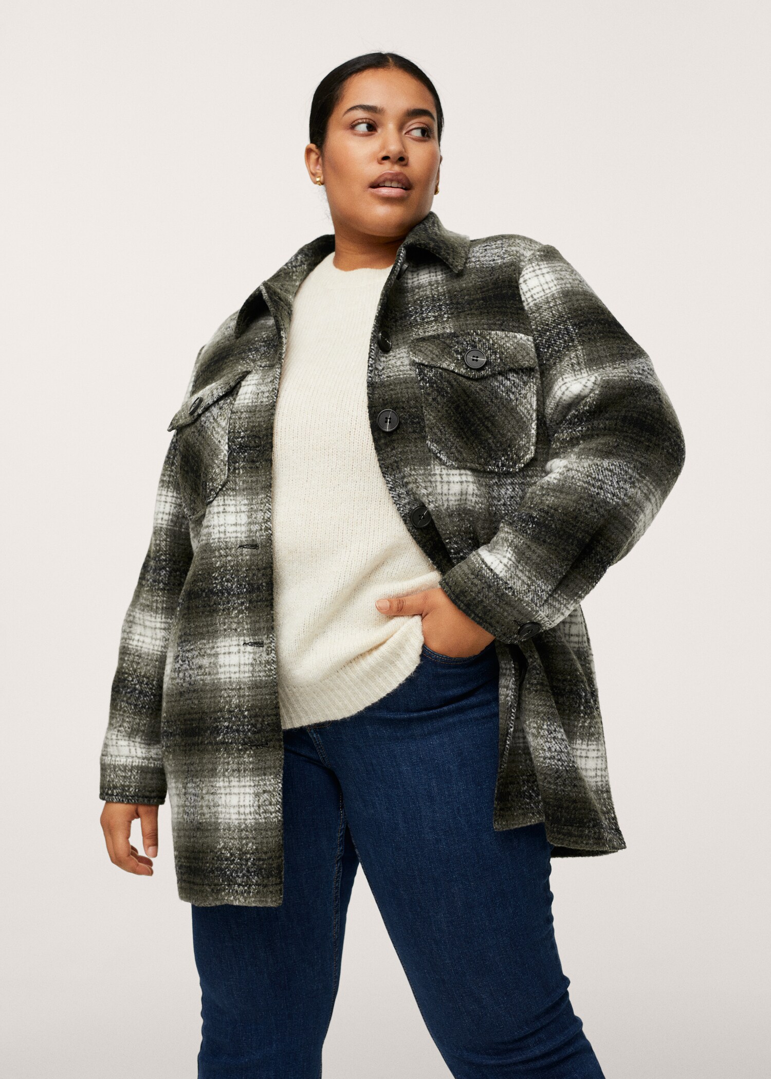 Oversized check overshirt - Medium plane