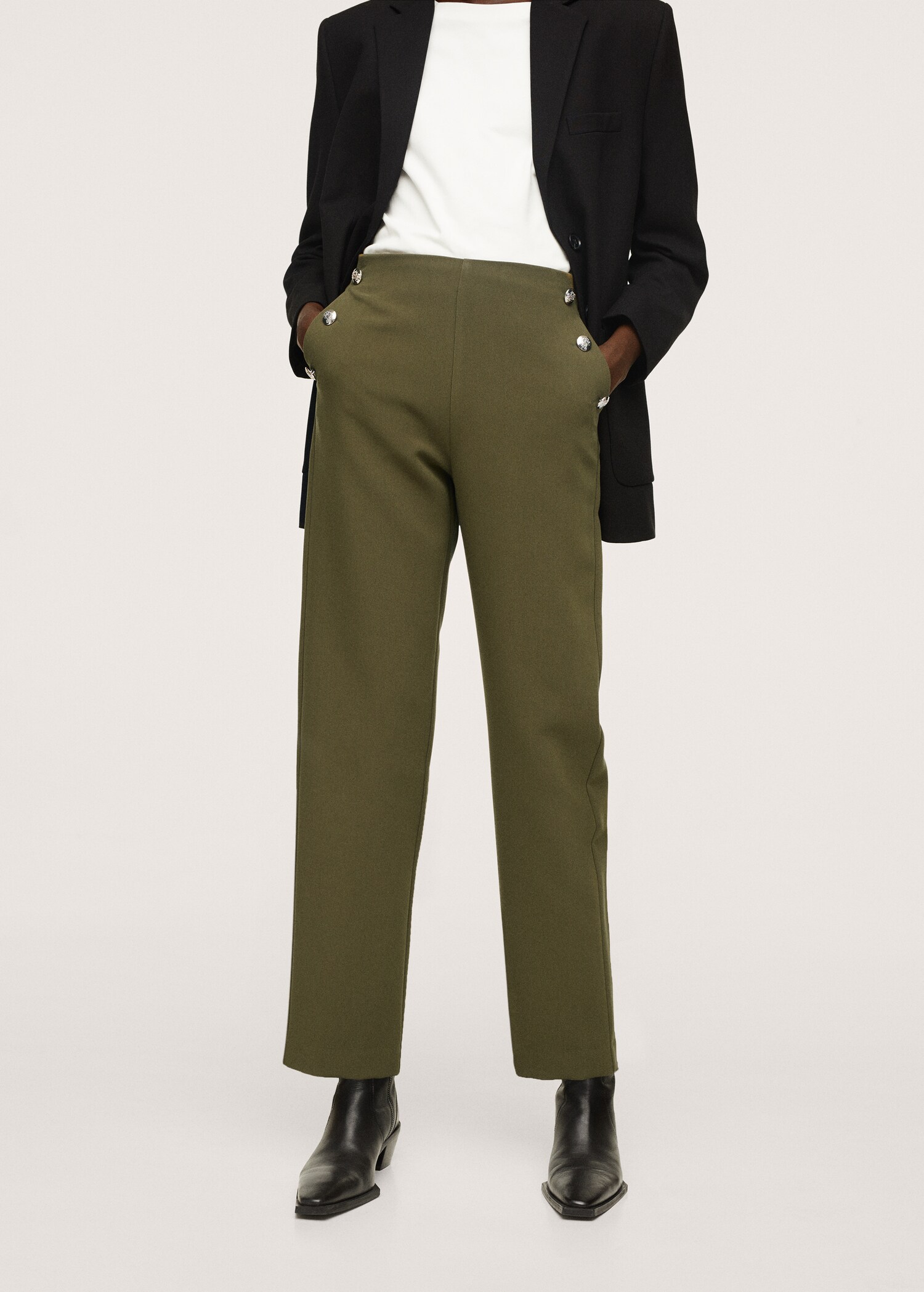 Cropped button trousers - Medium plane