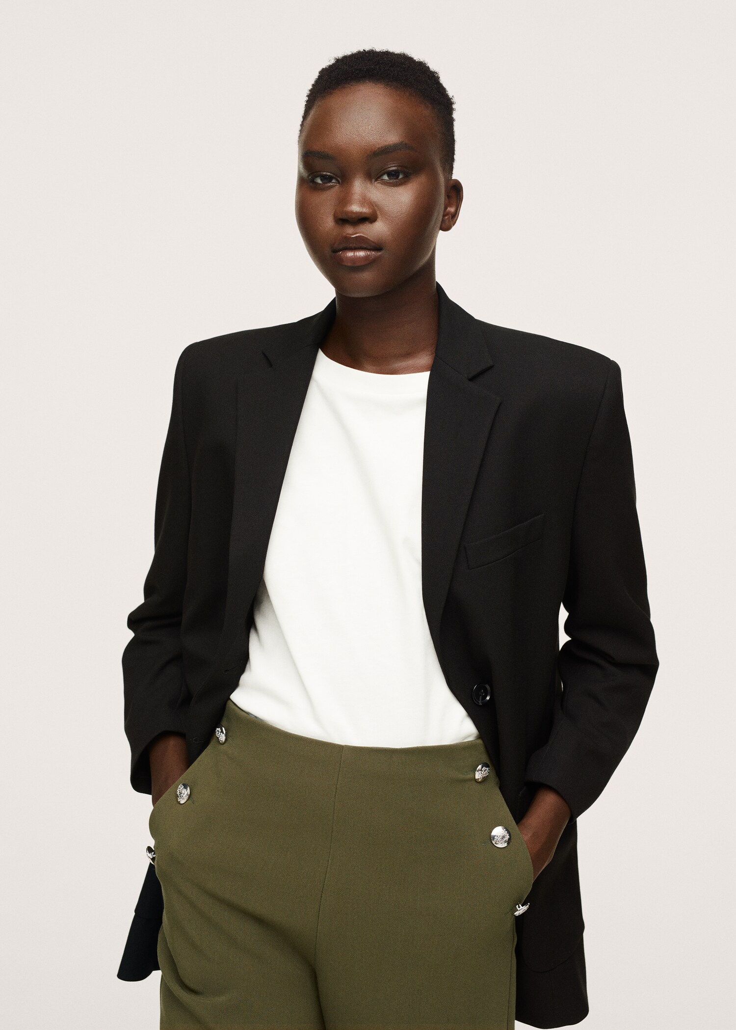 Cropped button trousers - Details of the article 1