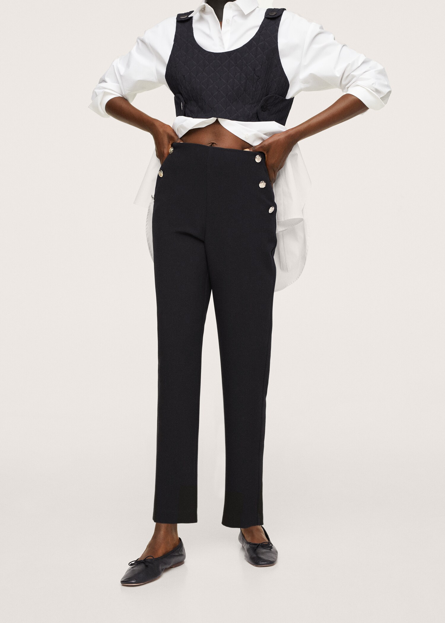 Cropped button trousers - Medium plane