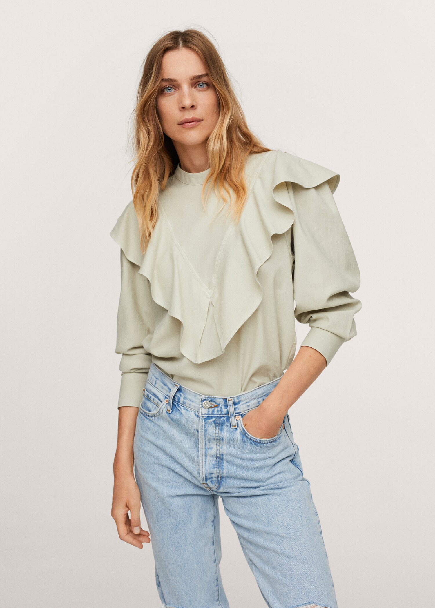 Ruffle cotton blouse - Medium plane