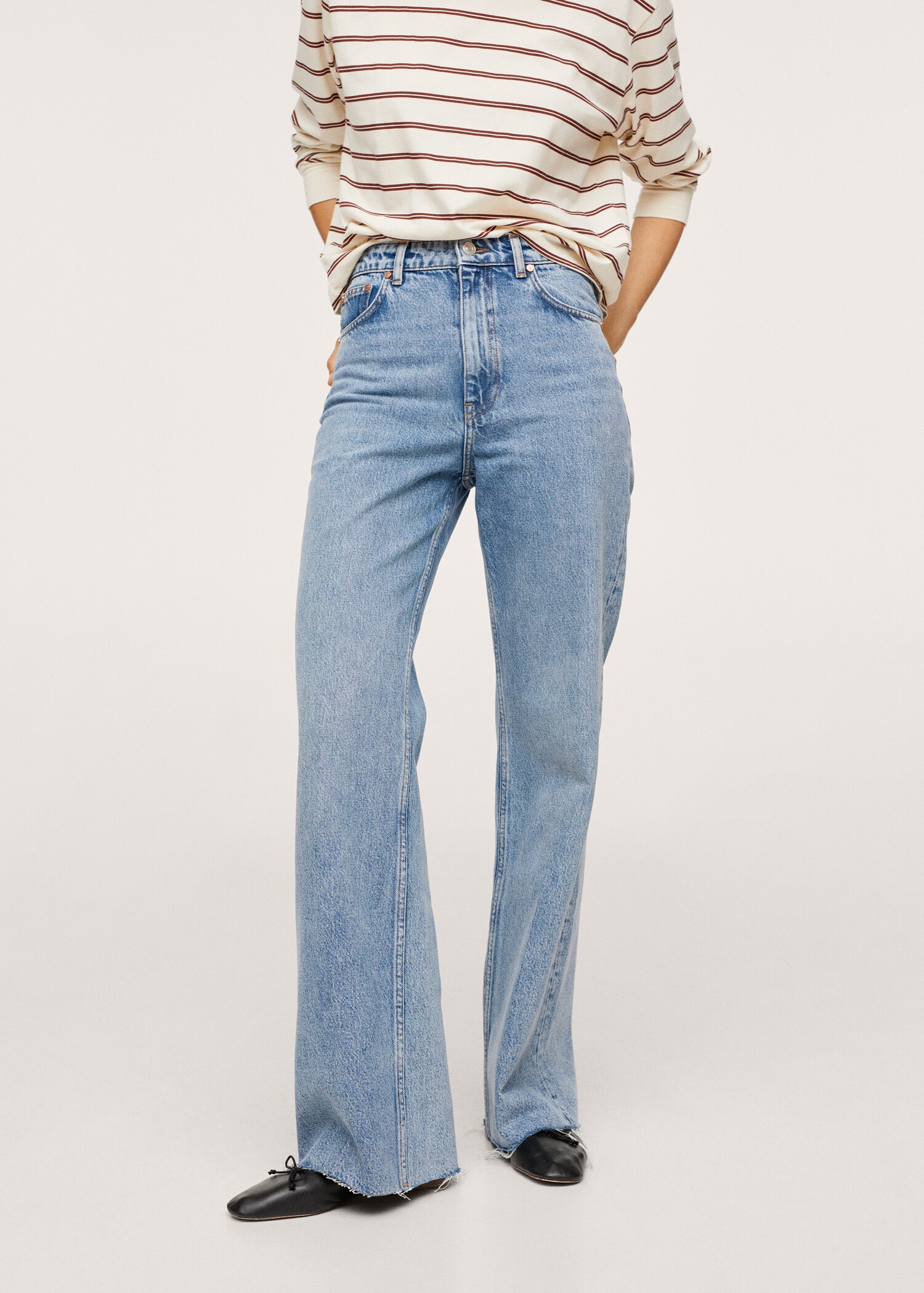 Jeans wideleg tiro alto - Plano medio
