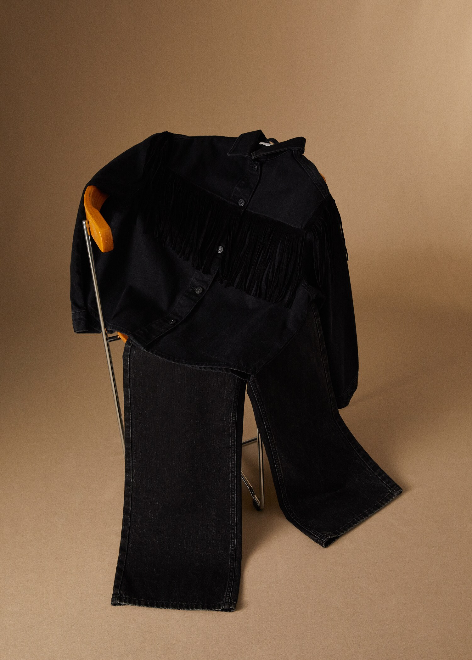 Chaqueta denim oversize flecos  - Detalle del artículo 6