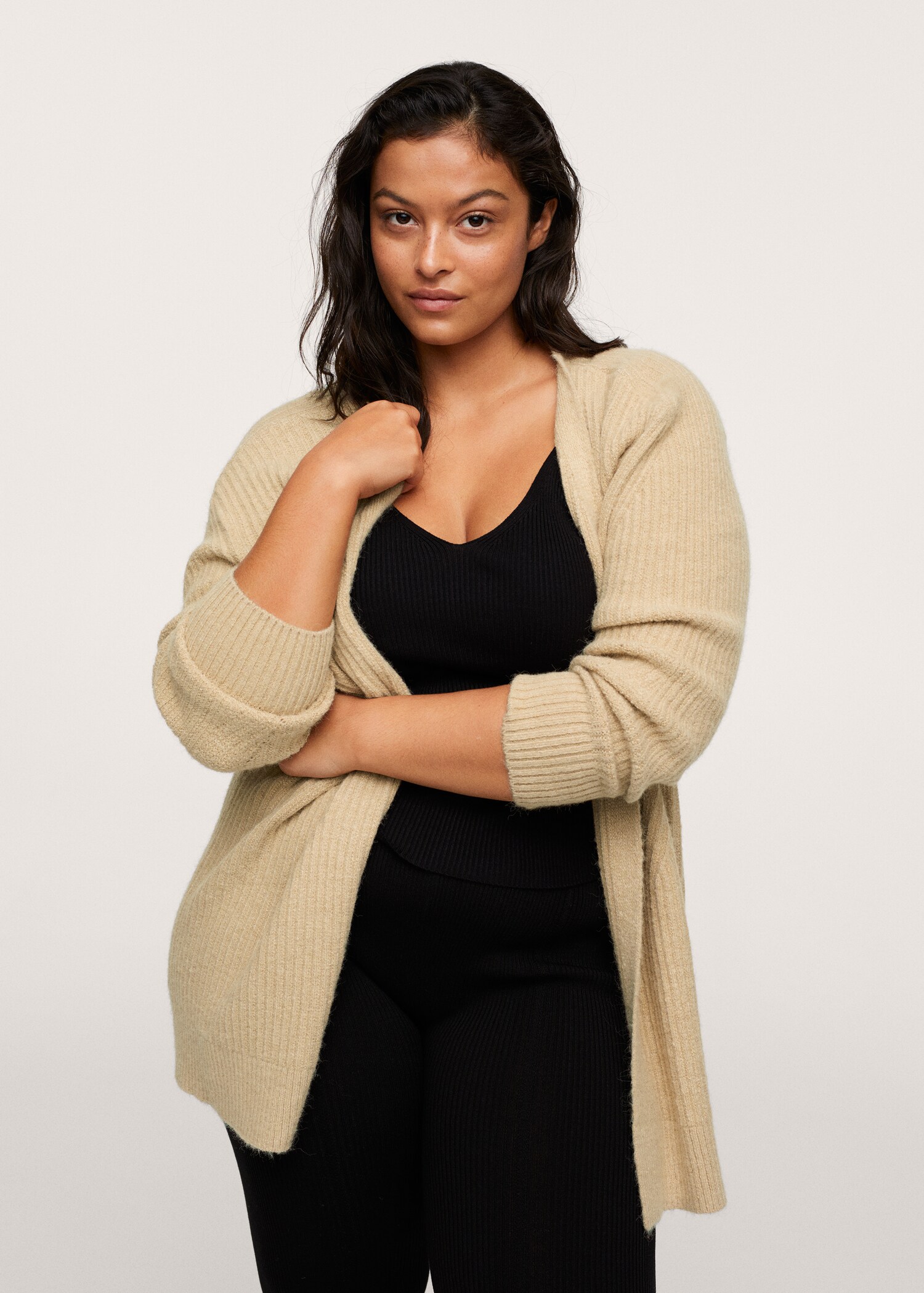Ribbed knit cardigan - Medium plane