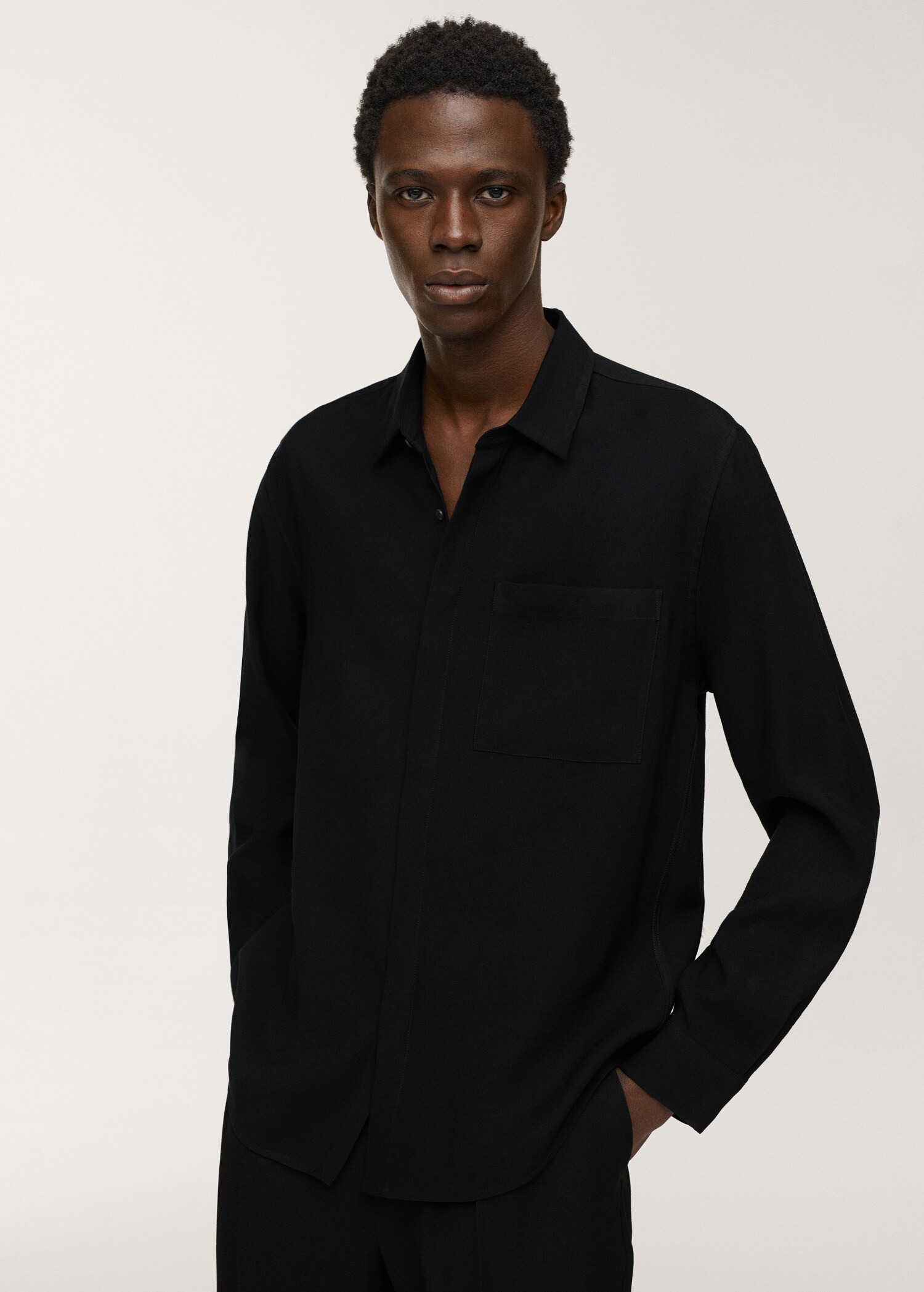 Camisa regular fit viscosa  - Plano medio