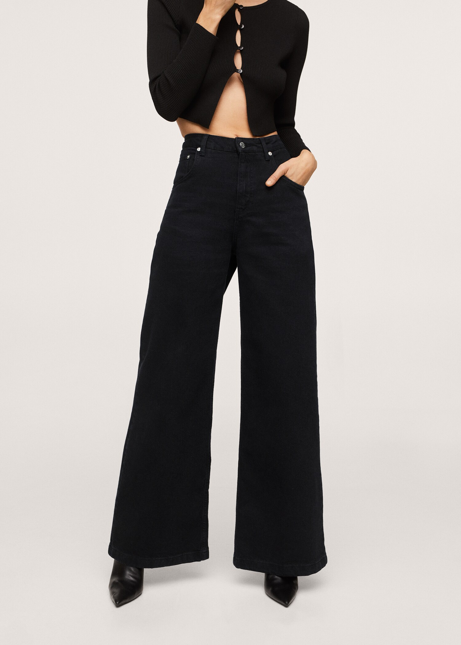 Jeans wideleg tiro alto - Plano medio