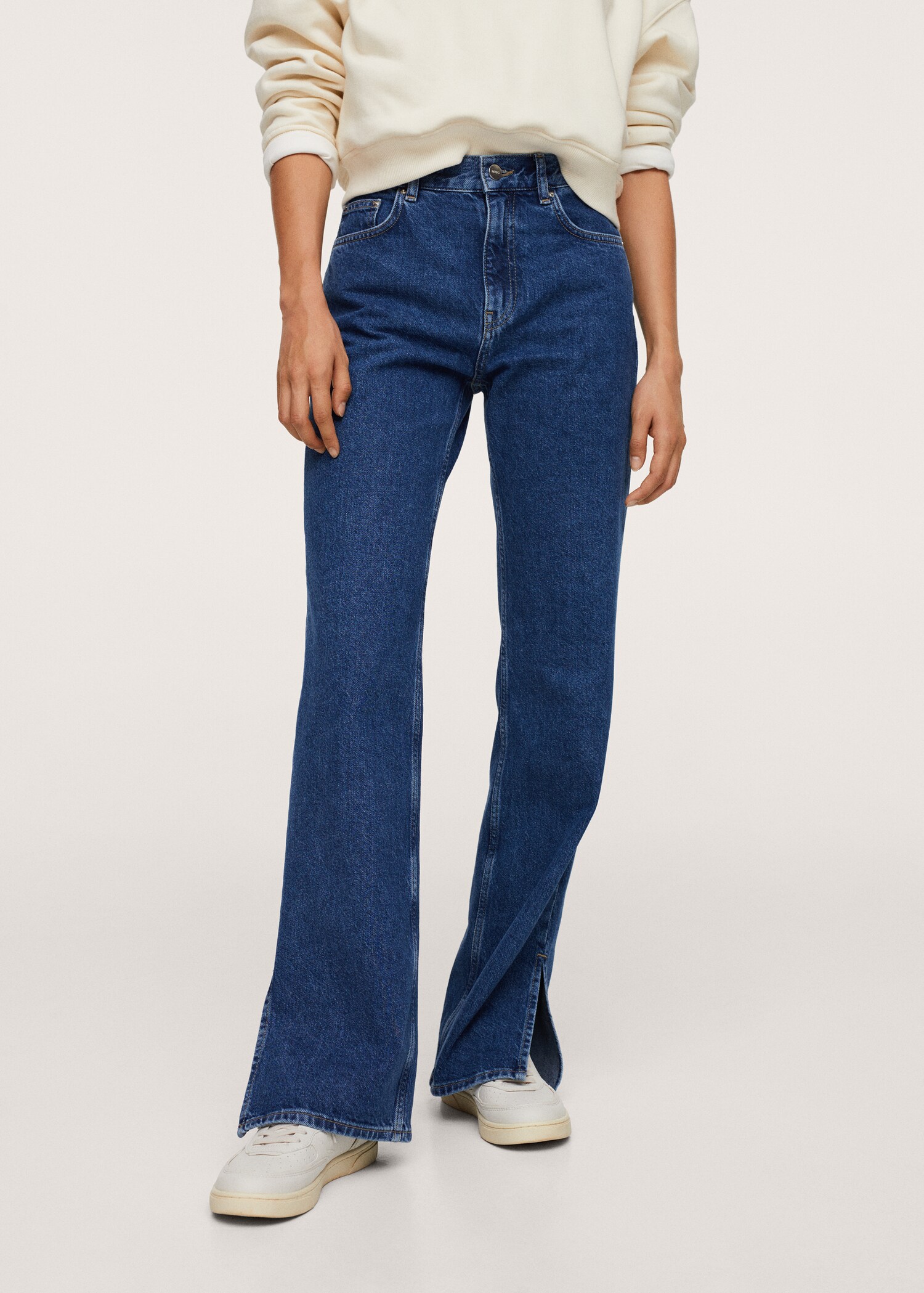 Jeans rectos tiro alto abertura - Plano medio