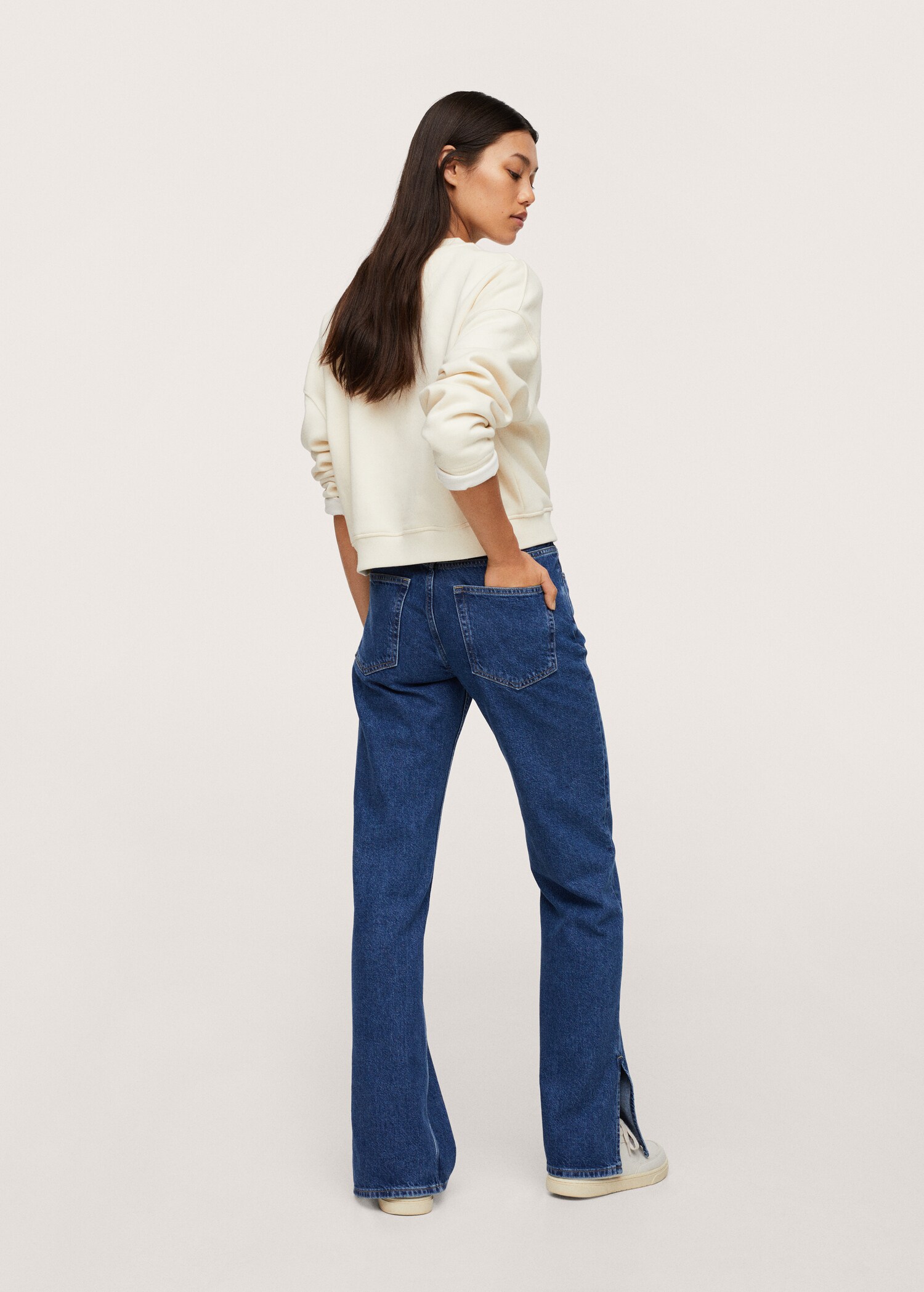 Jeans rectos tiro alto abertura - Reverso del artículo