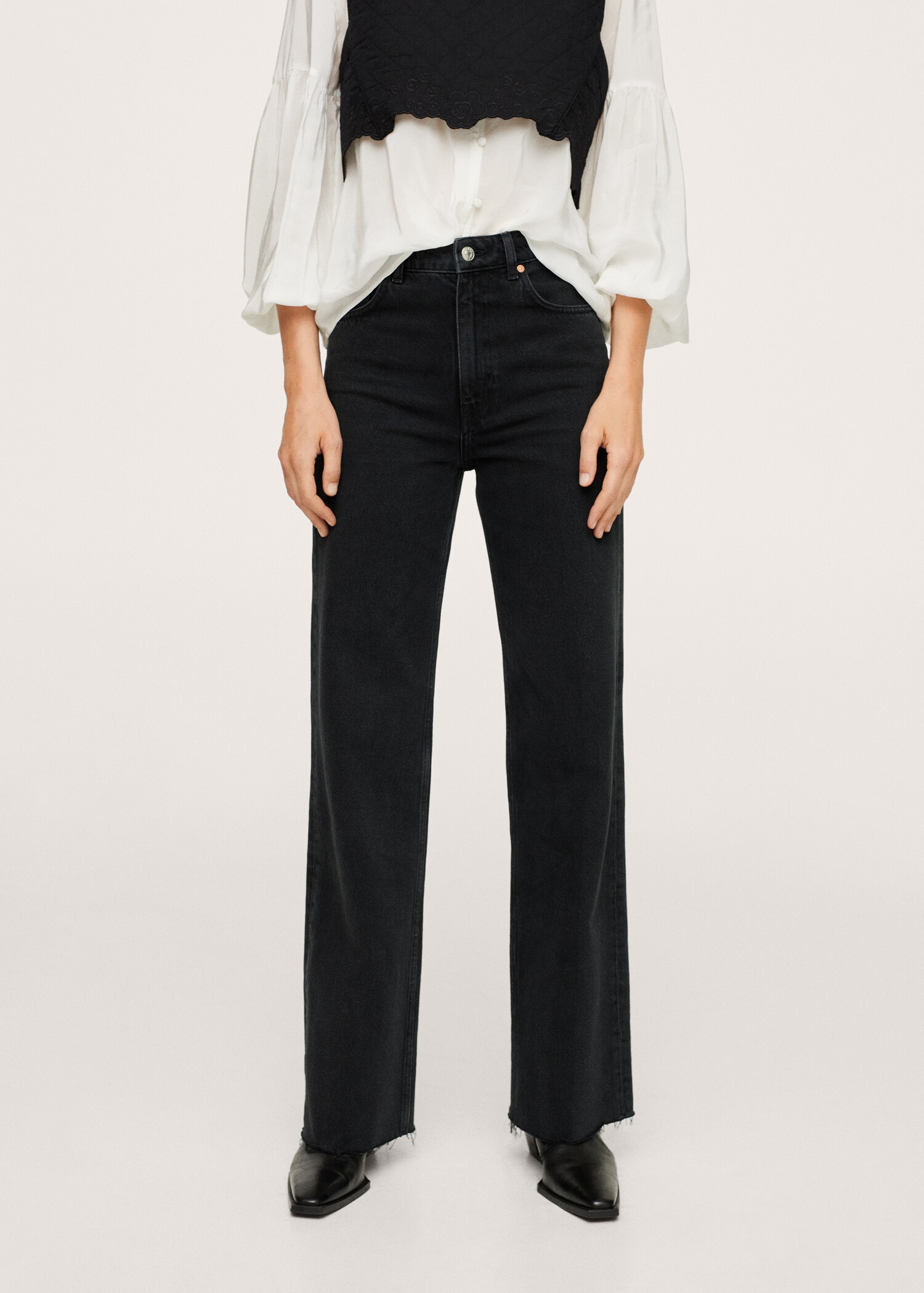 Jeans wideleg tiro alto - Plano medio