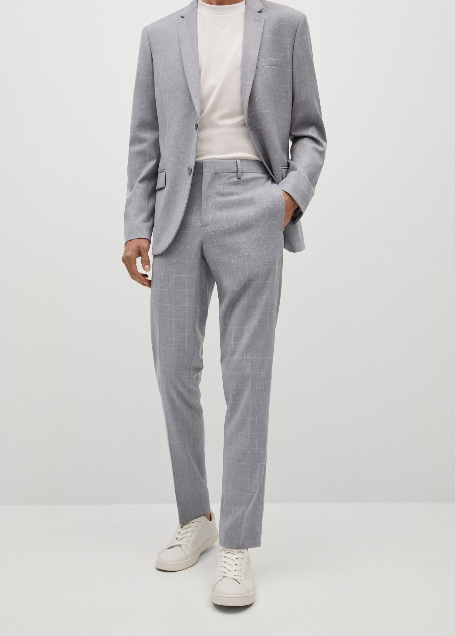 Pantalón traje super slim fit cuadros - Plano medio