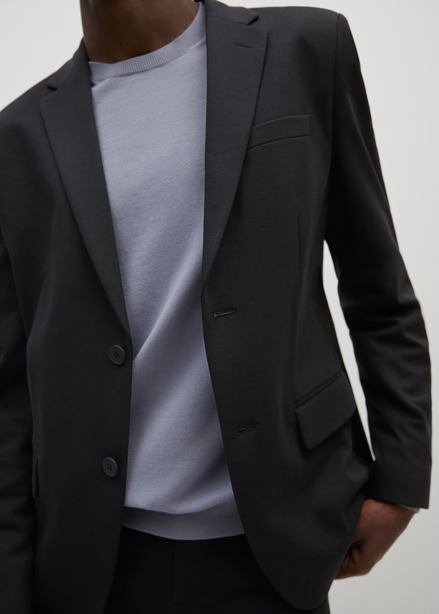 Slim-fit cotton suit jacket - Details of the article 1