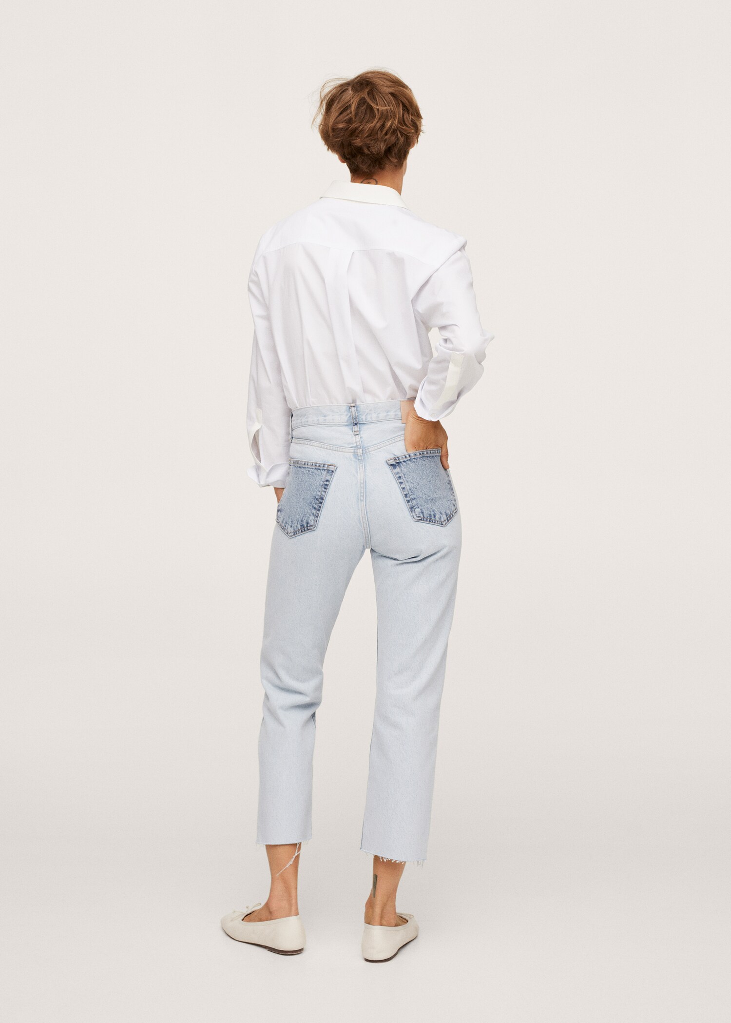Jeans rectos tiro alto contraste - Reverso del artículo
