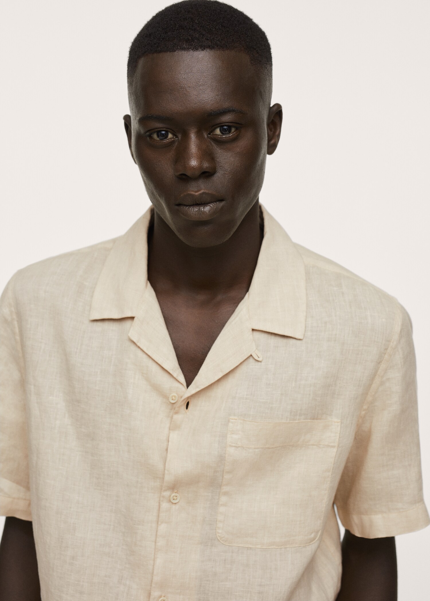 Regular-fit linen bowling shirt - Details of the article 1