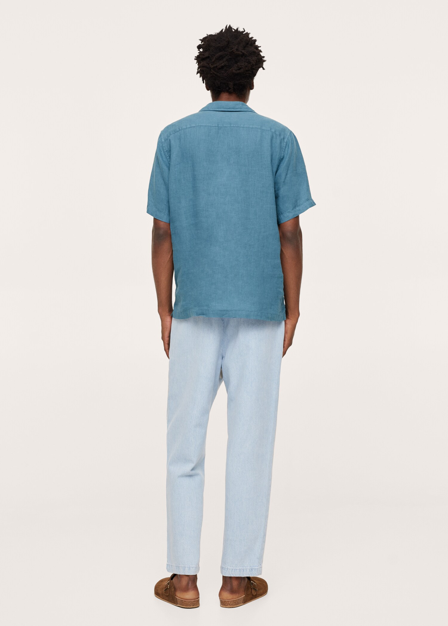 Regular-fit linen bowling shirt - Reverse of the article