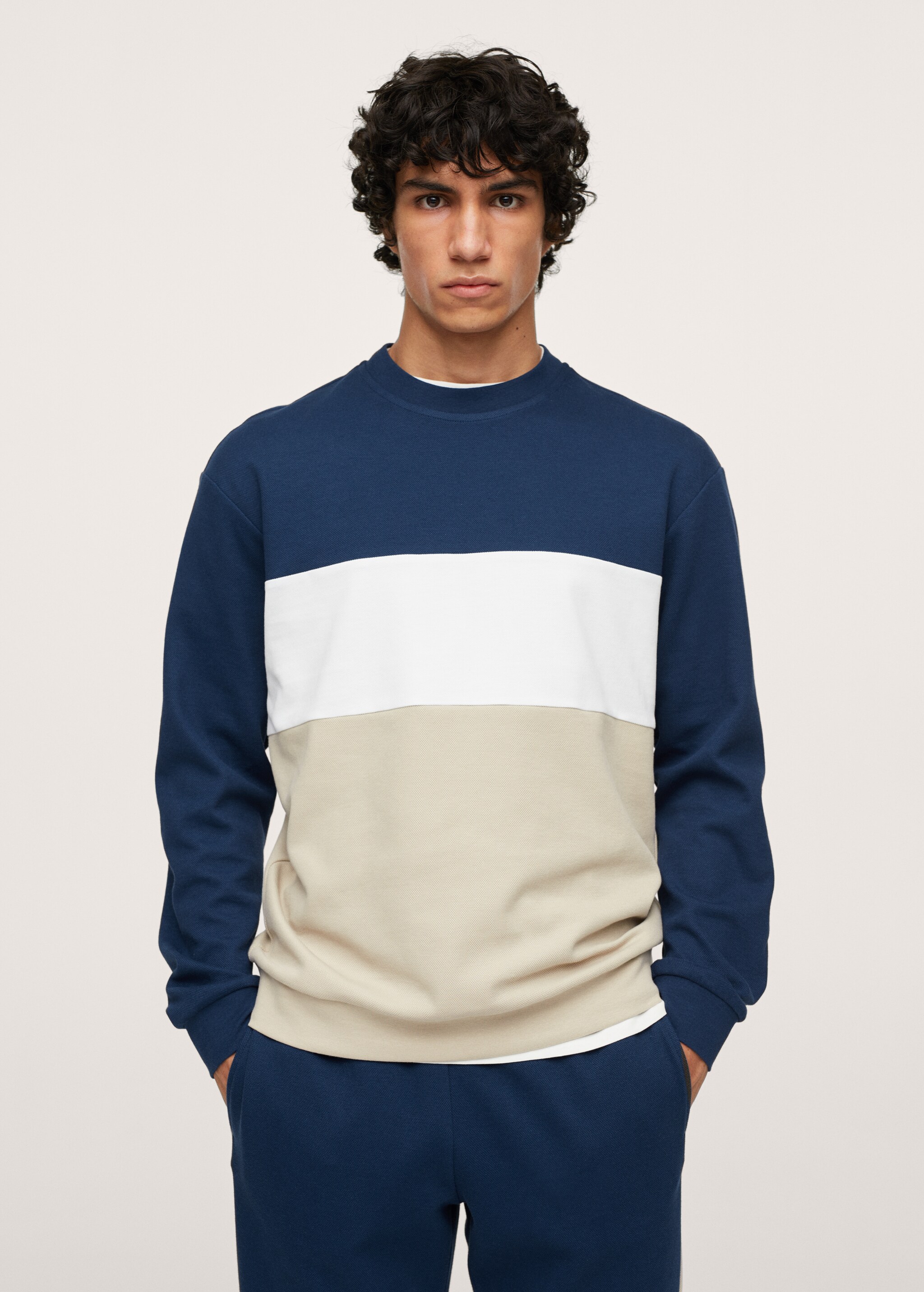 Colour block piqué sweatshirt - Medium plane