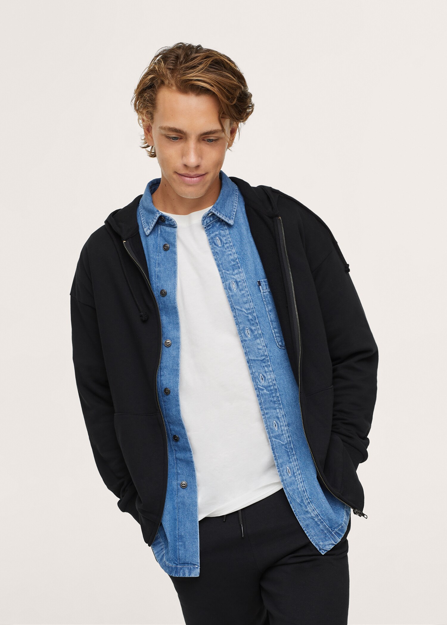 Sudadera algodón capucha - Plano medio