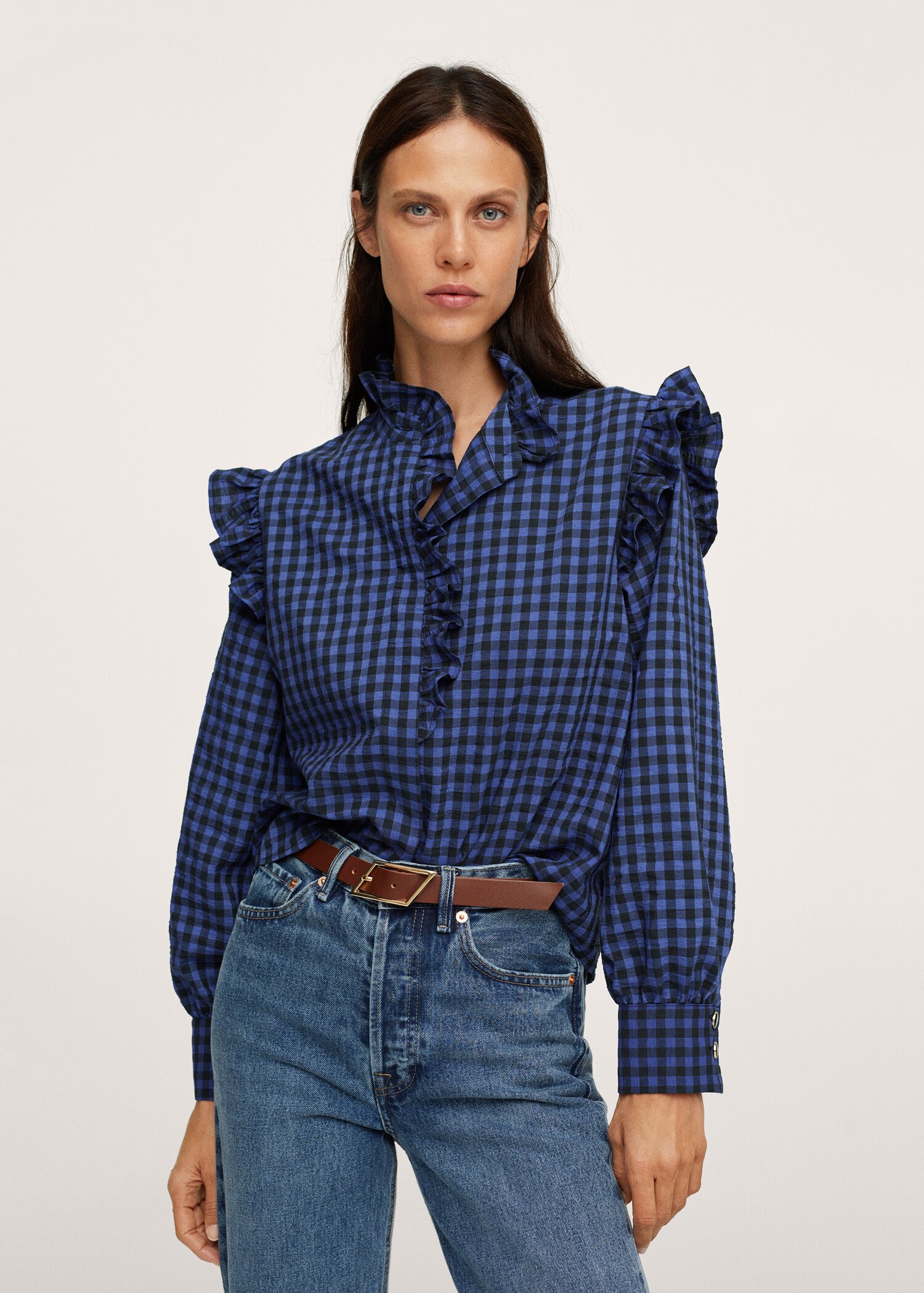 Blusa estampada volantes - Plano medio