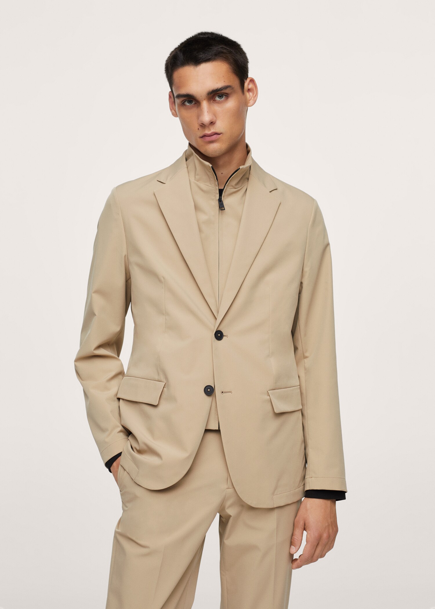 Slim fit technical packable suit blazer - Medium plane
