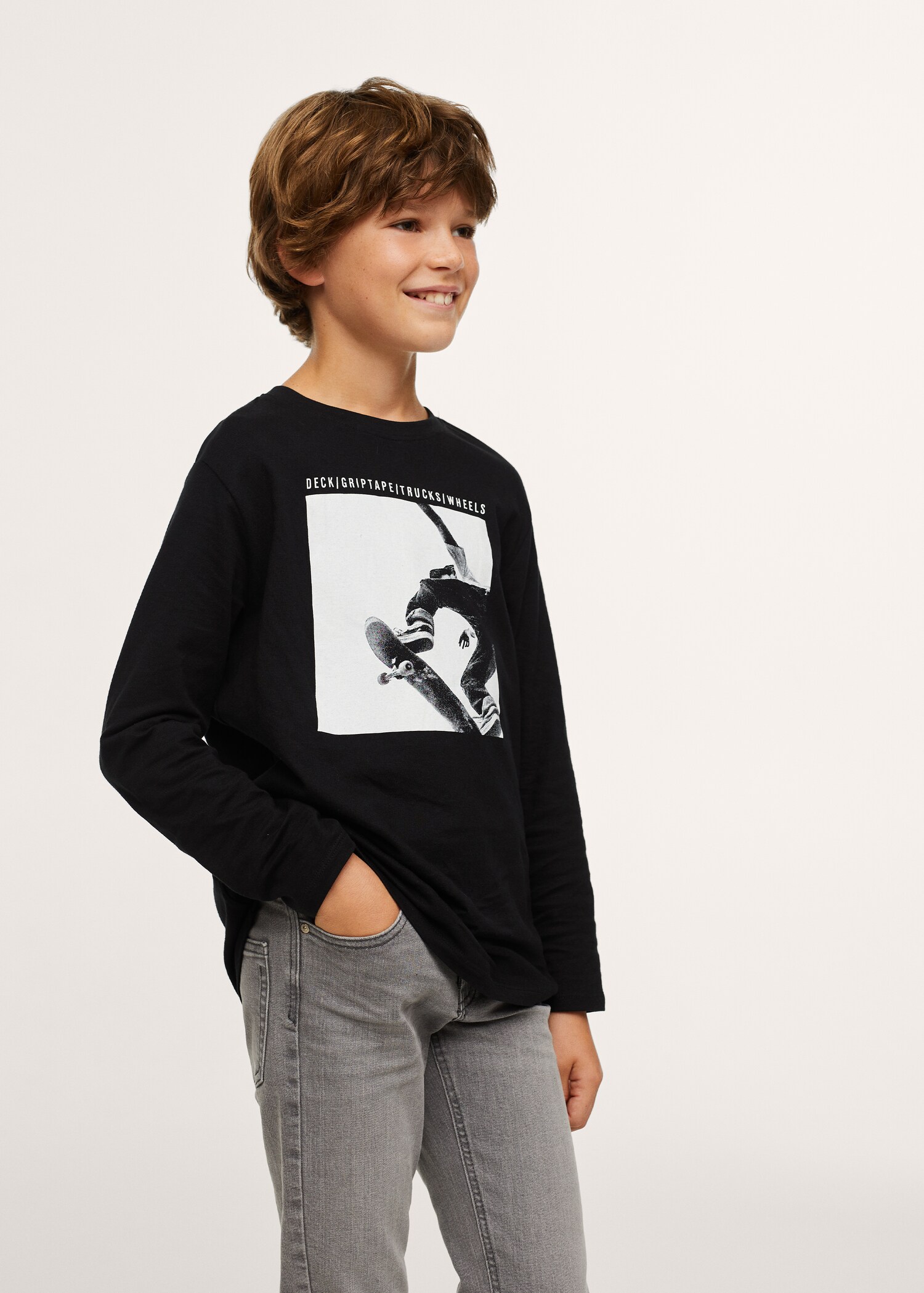 Camiseta manga larga estampada - Plano medio