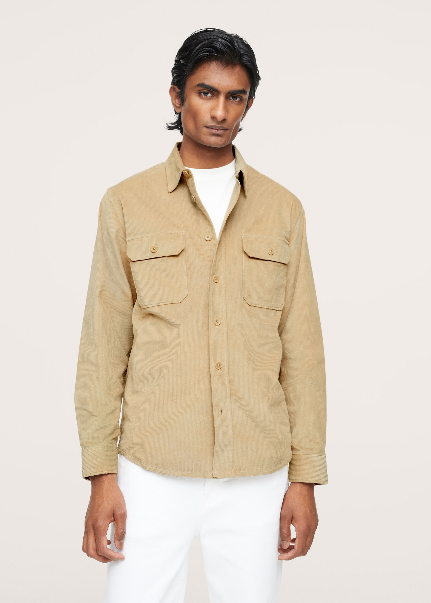 Regular fit pocket corduroy shirt - Medium plane