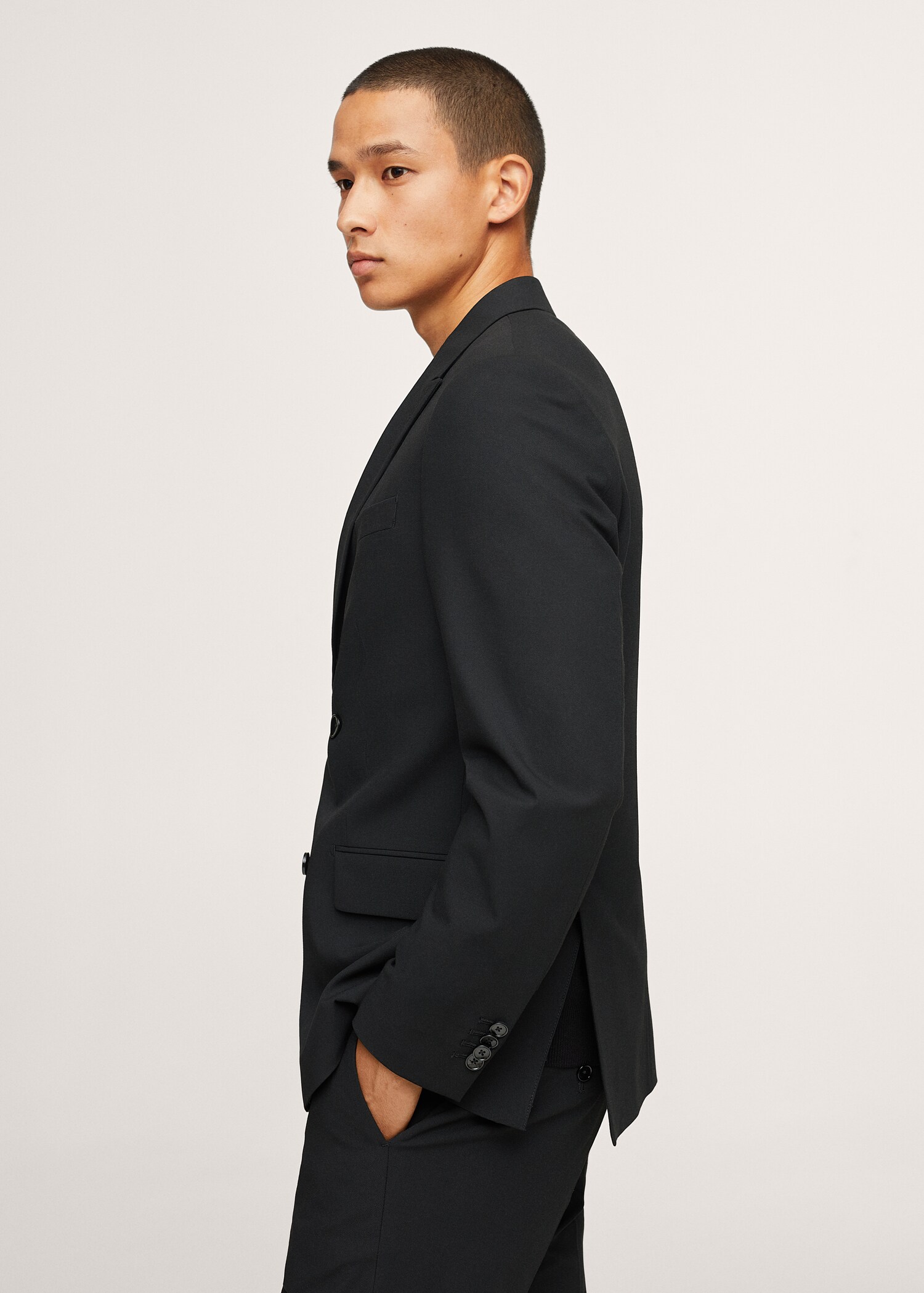 Oblekové sako slim fit s překříženým zapínáním - Detail zboží 2